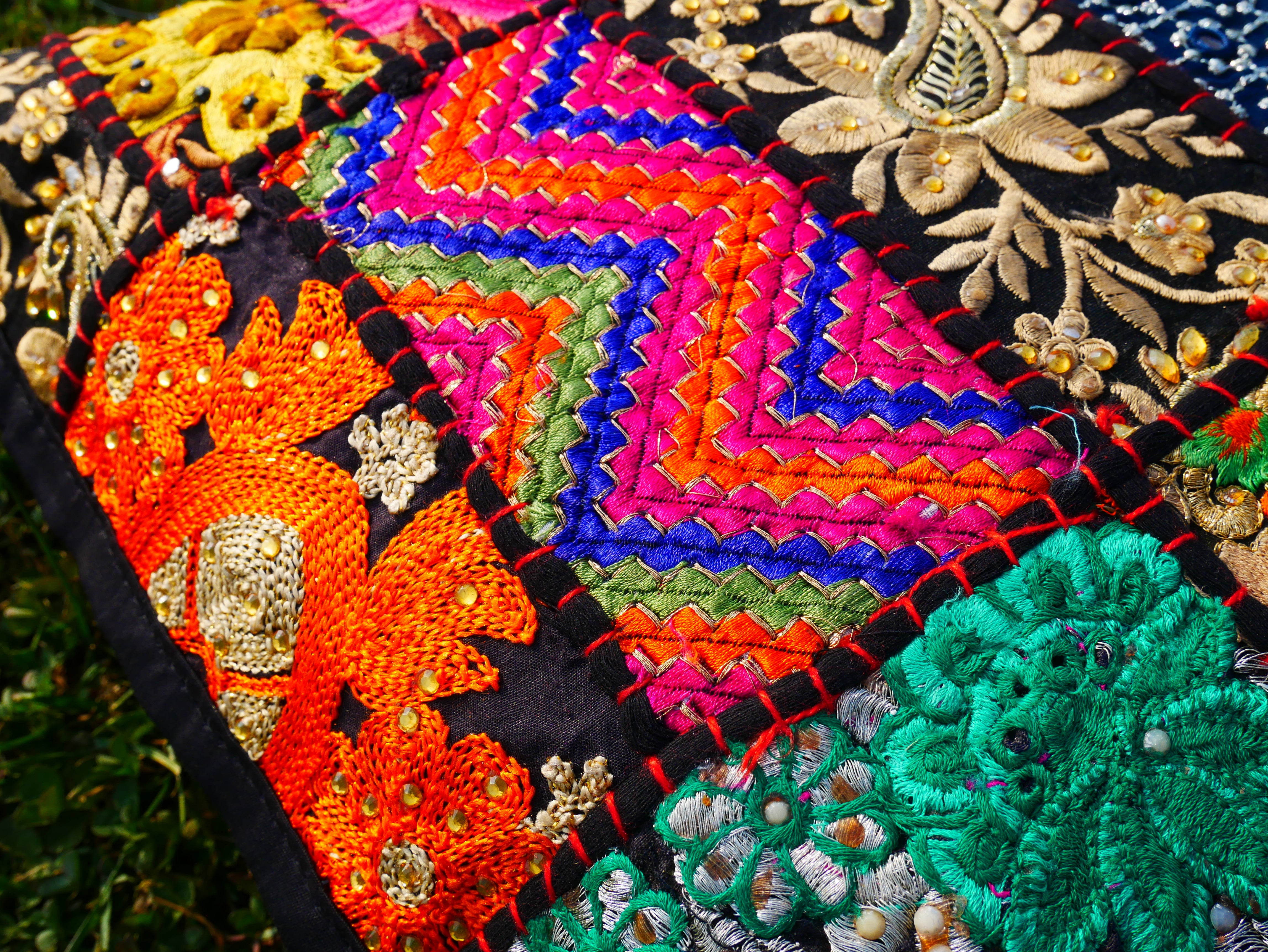 Colorful throw pillow - Indian patchwork cushion cover hippie chic | colorful, decorative pillow case for bohemian decor | patchwork pillow hippie cushion COVER