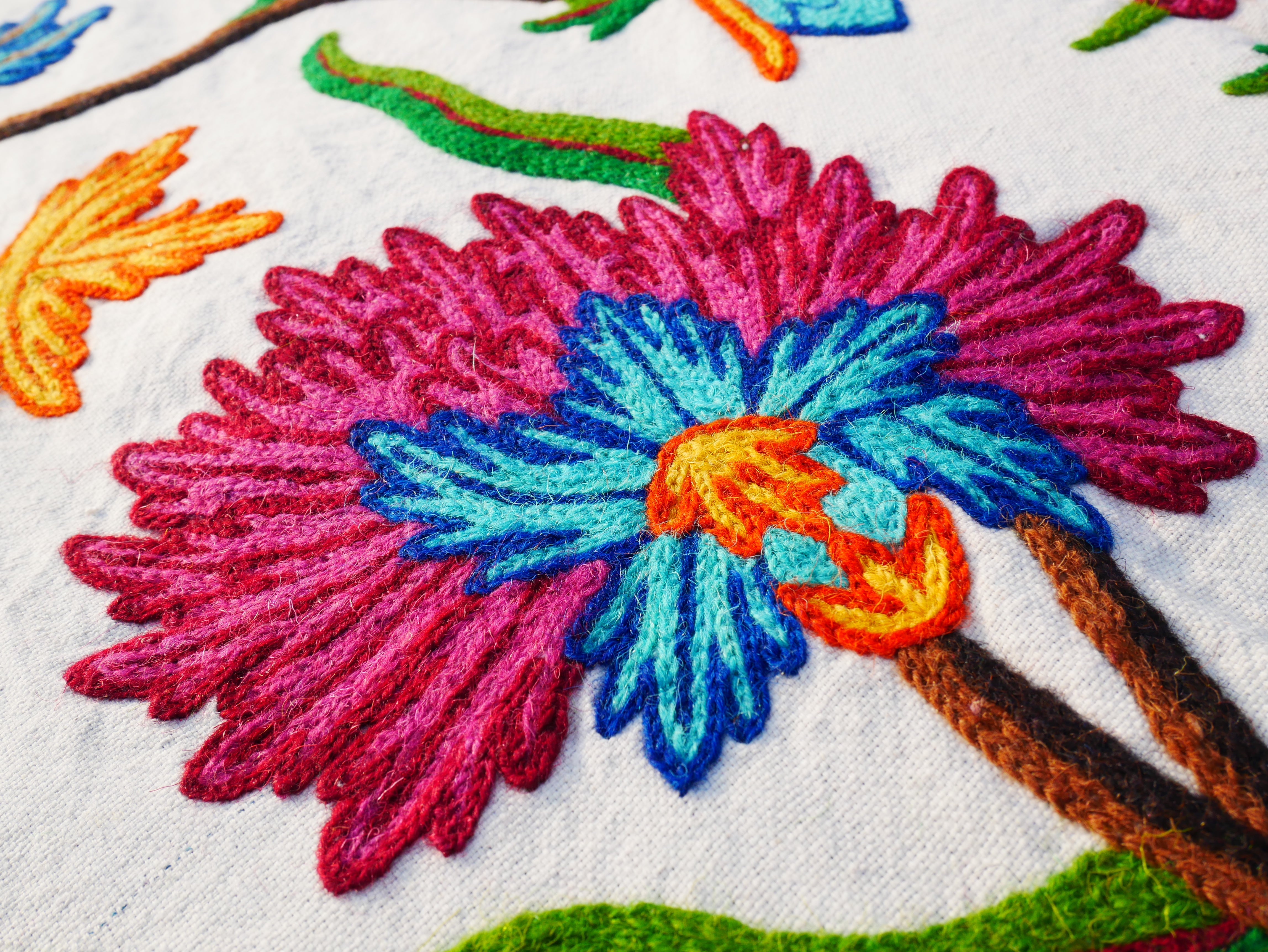 Bohemian luxury bedding "Valley of blooms" hand embroidered bed thow