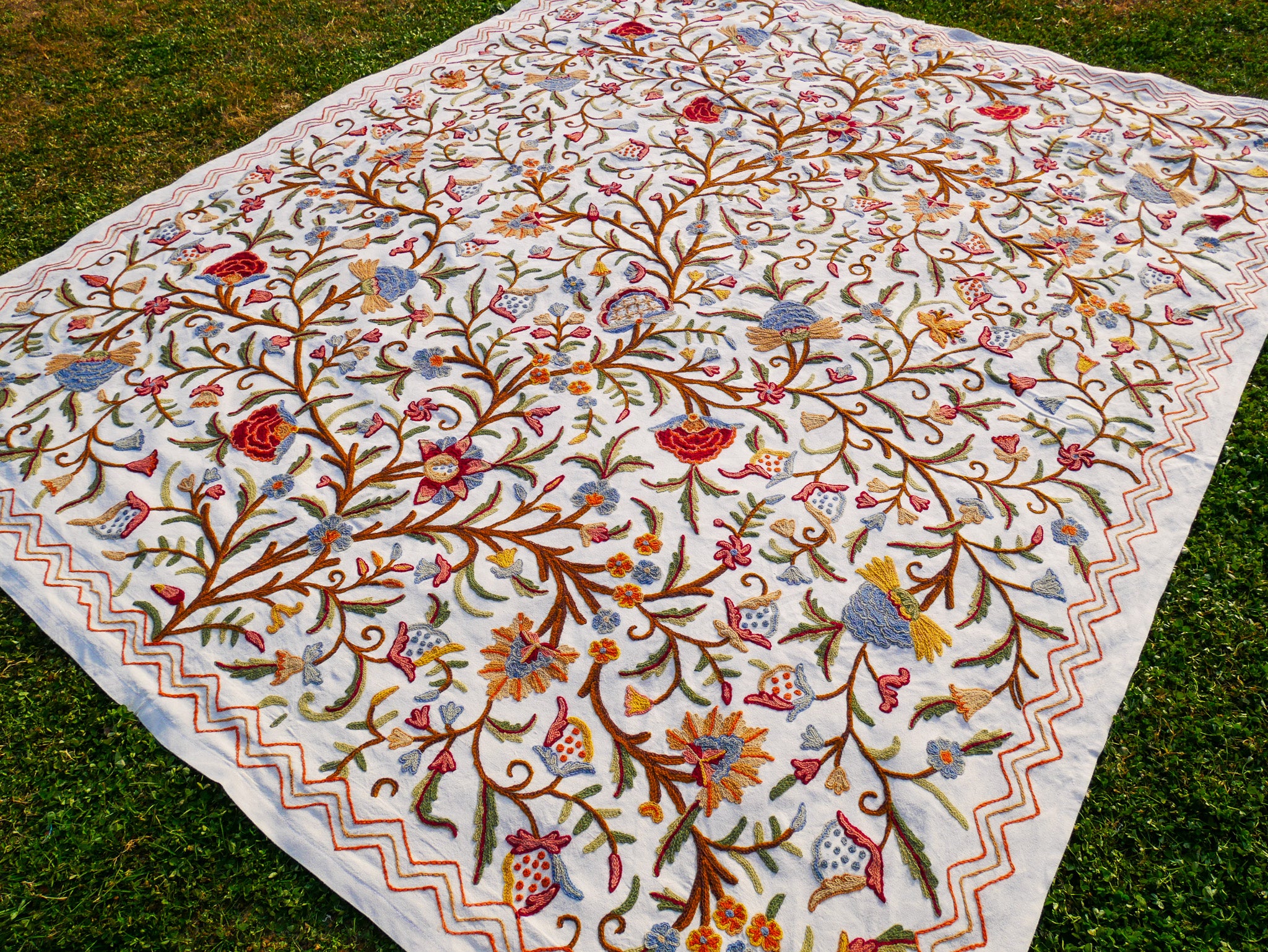 Bohemian luxury bedding "Dream of Kashmir" hand embroidered bed thow