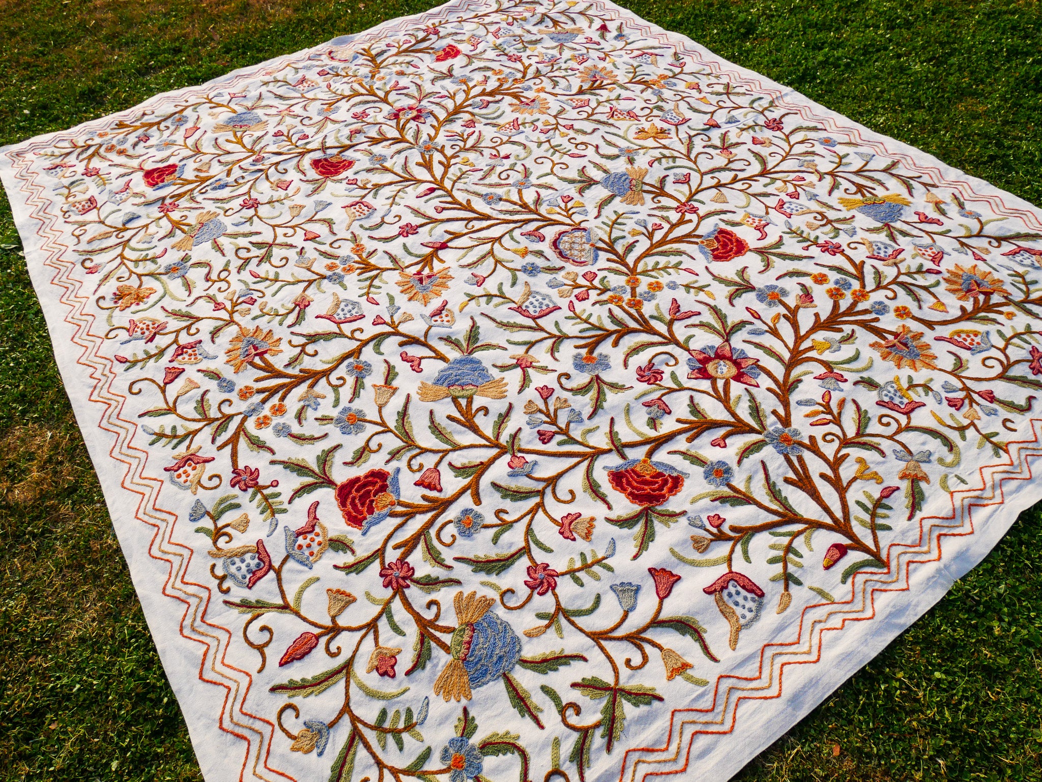 Bohemian luxury bedding "Dream of Kashmir" hand embroidered bed thow