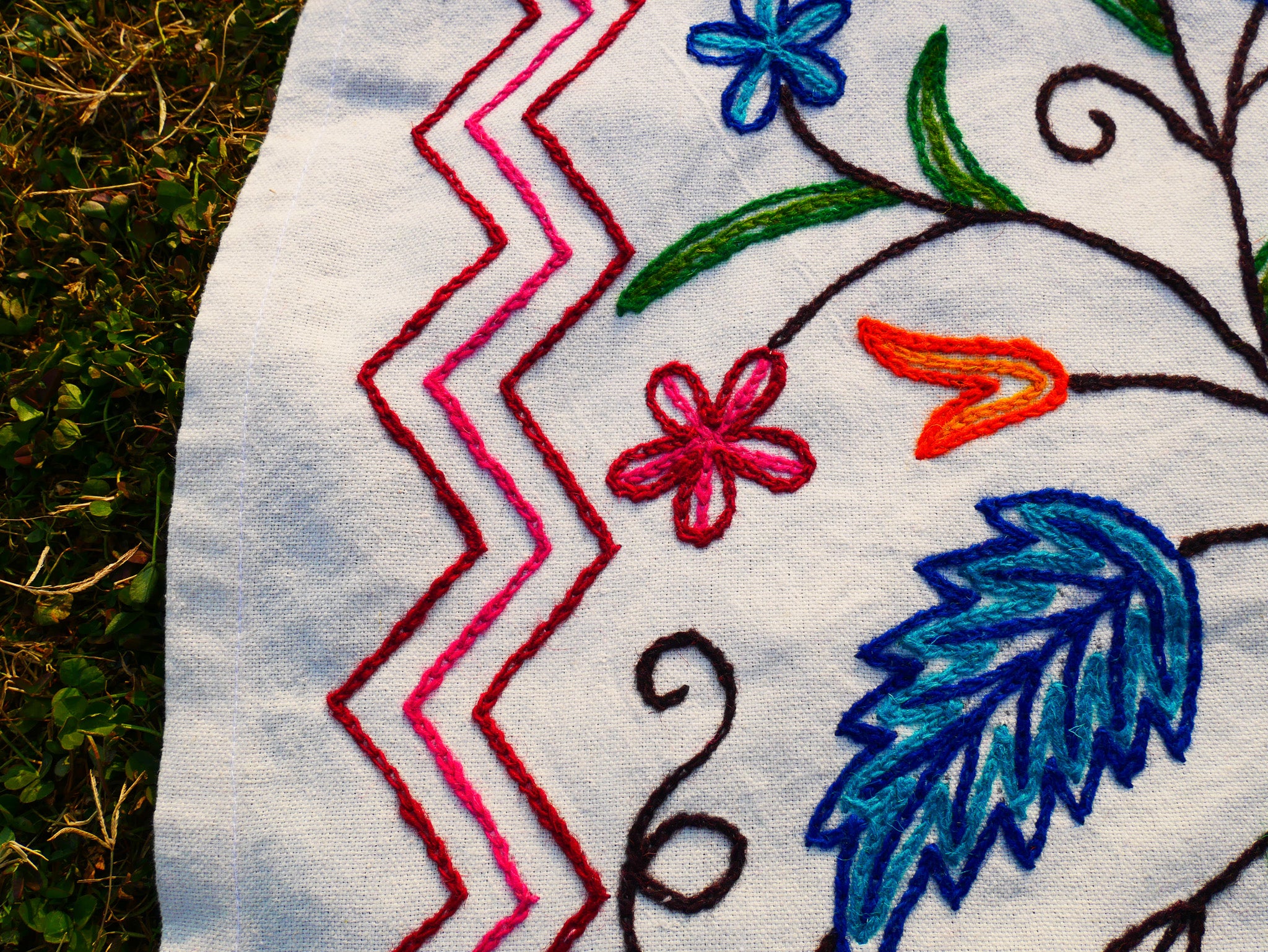 Bohemian bedding - luxury Indian bed throw | Kashmir Crewel embroidery - colorful bedspread, floral design