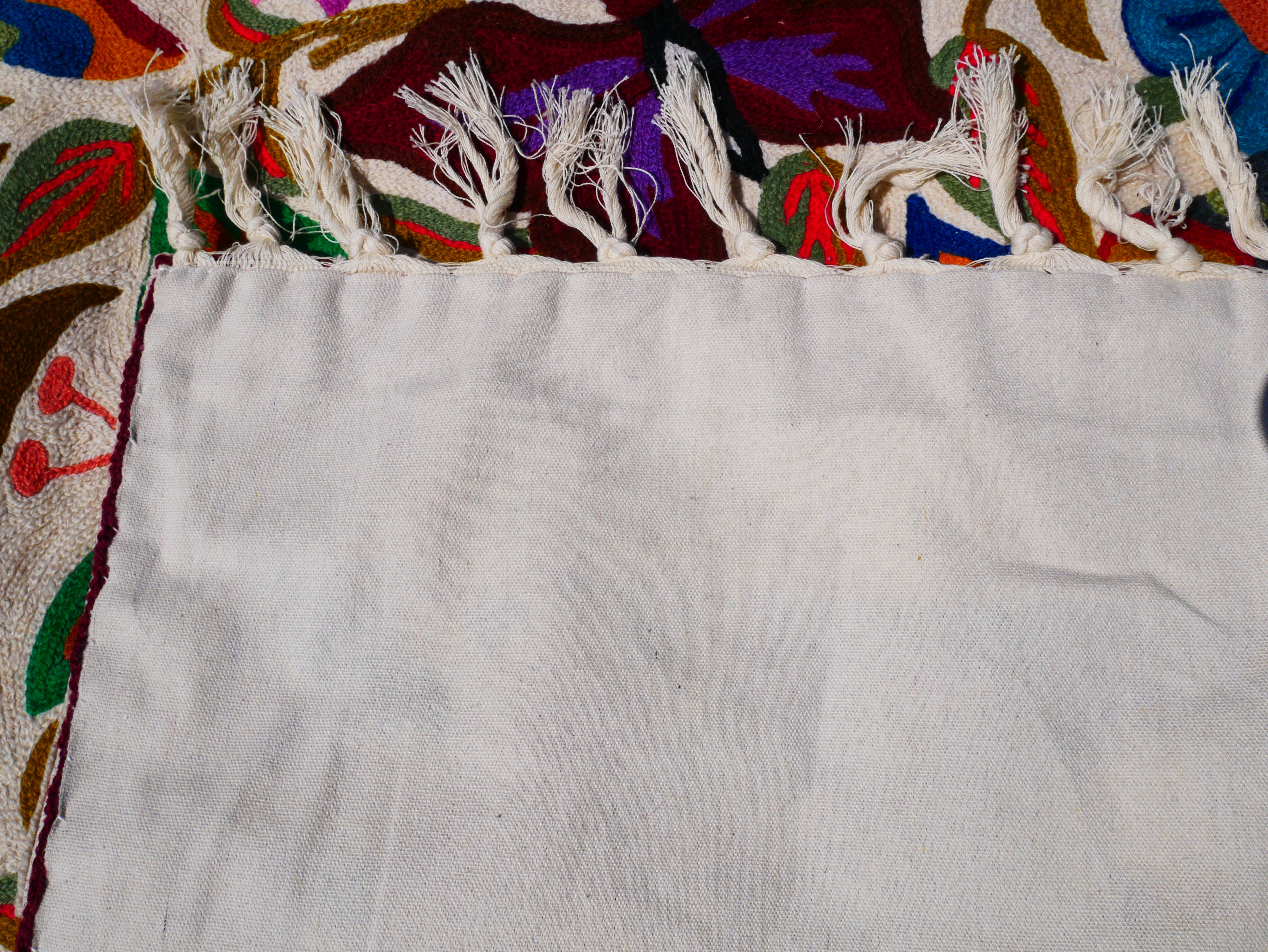 Kashmiri wool rug 2x3 Butterfly embroidery rug - decorative wall or accent rug