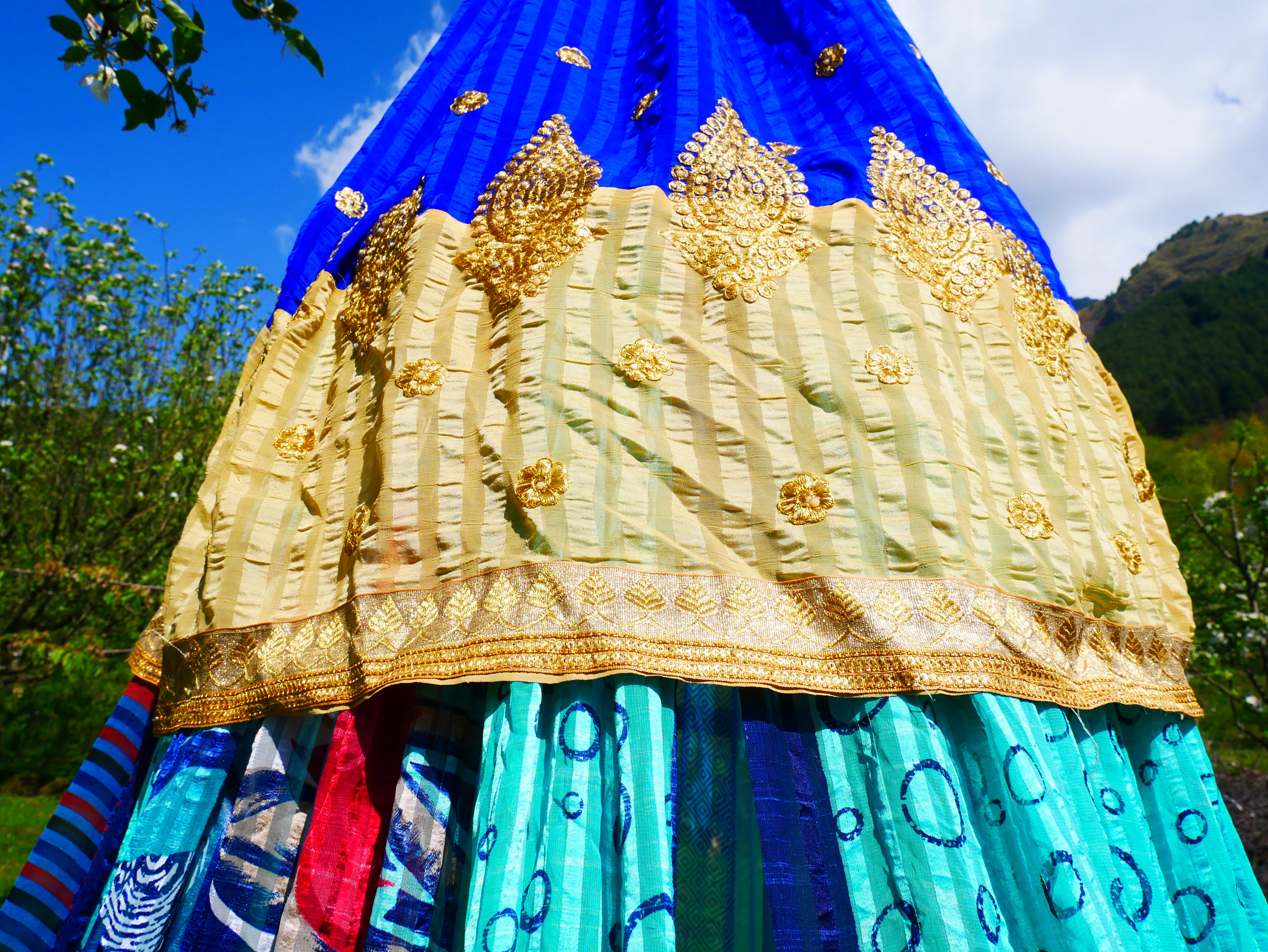 Dosel bohemio - Tienda de sari - Dosel de cama | Decoración hippie - Baldaquino Shanti para espacios de meditación o rincones de lectura