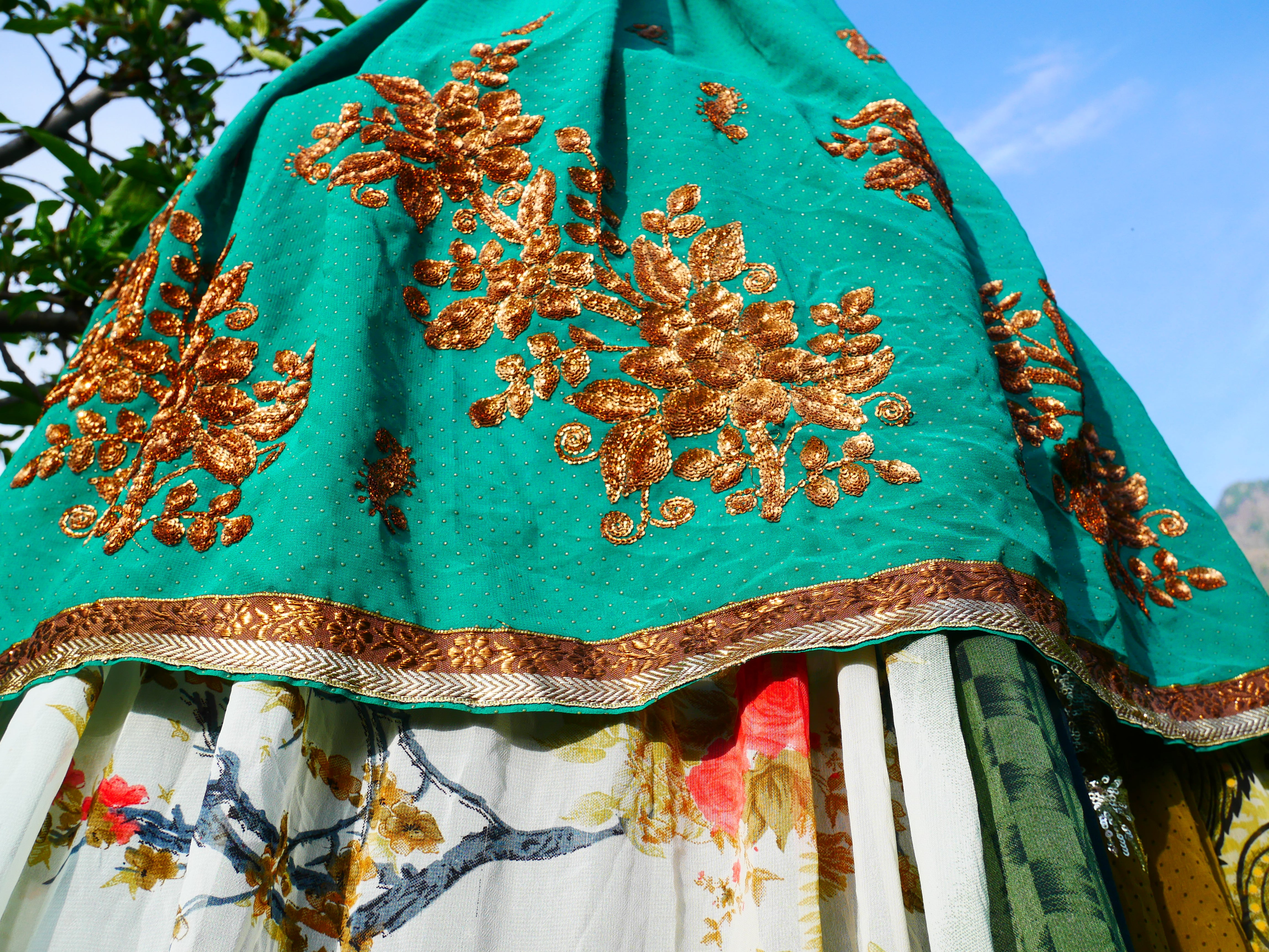 Shanti Canopy Saree tent - bed canopy | Kashmiri baldachin for Meditation Spaces or Reading nooks