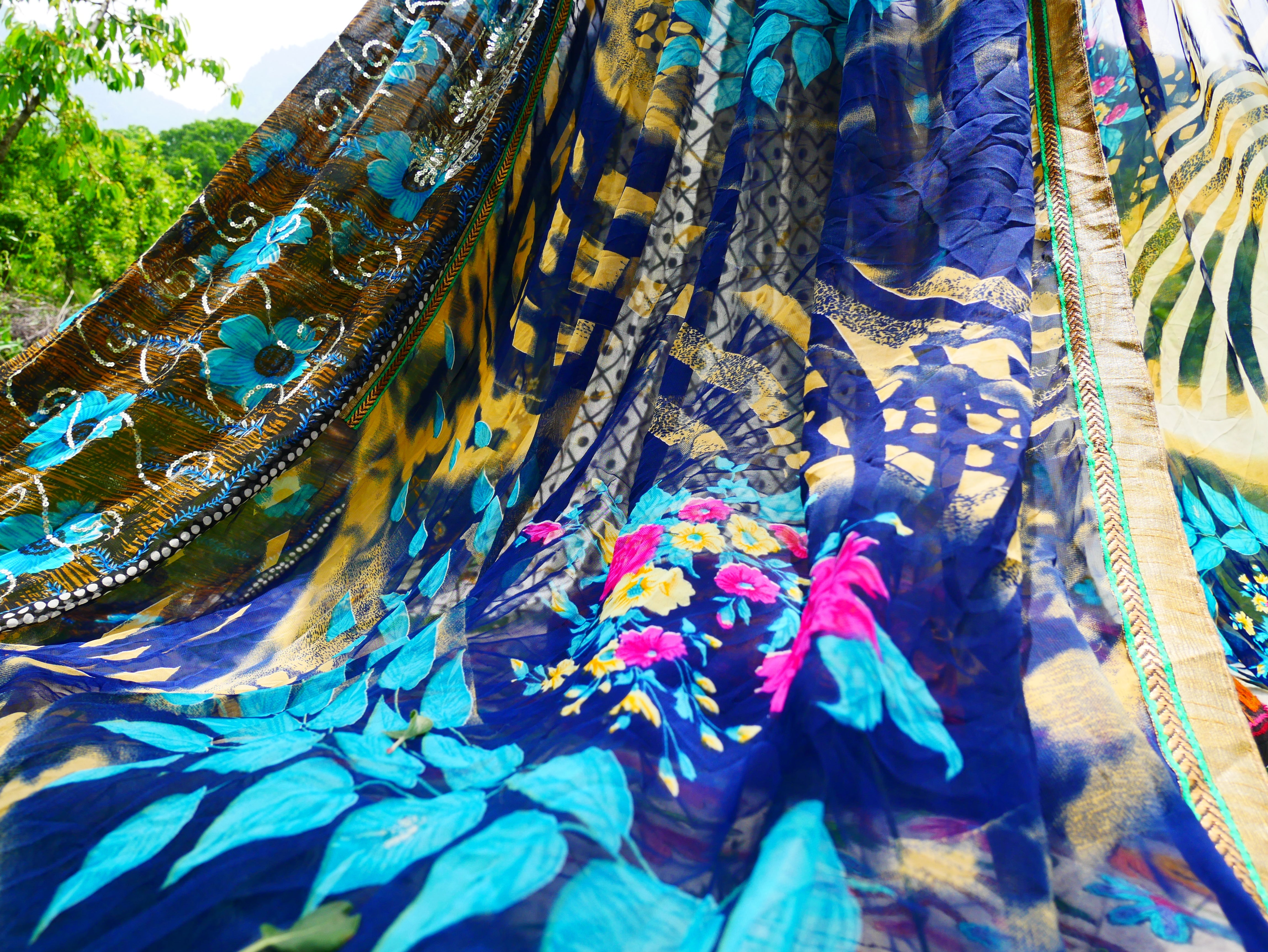 Saree canopy - indoor tent - bed canopy | bohemian wedding backdrop | meditation room - reading nook