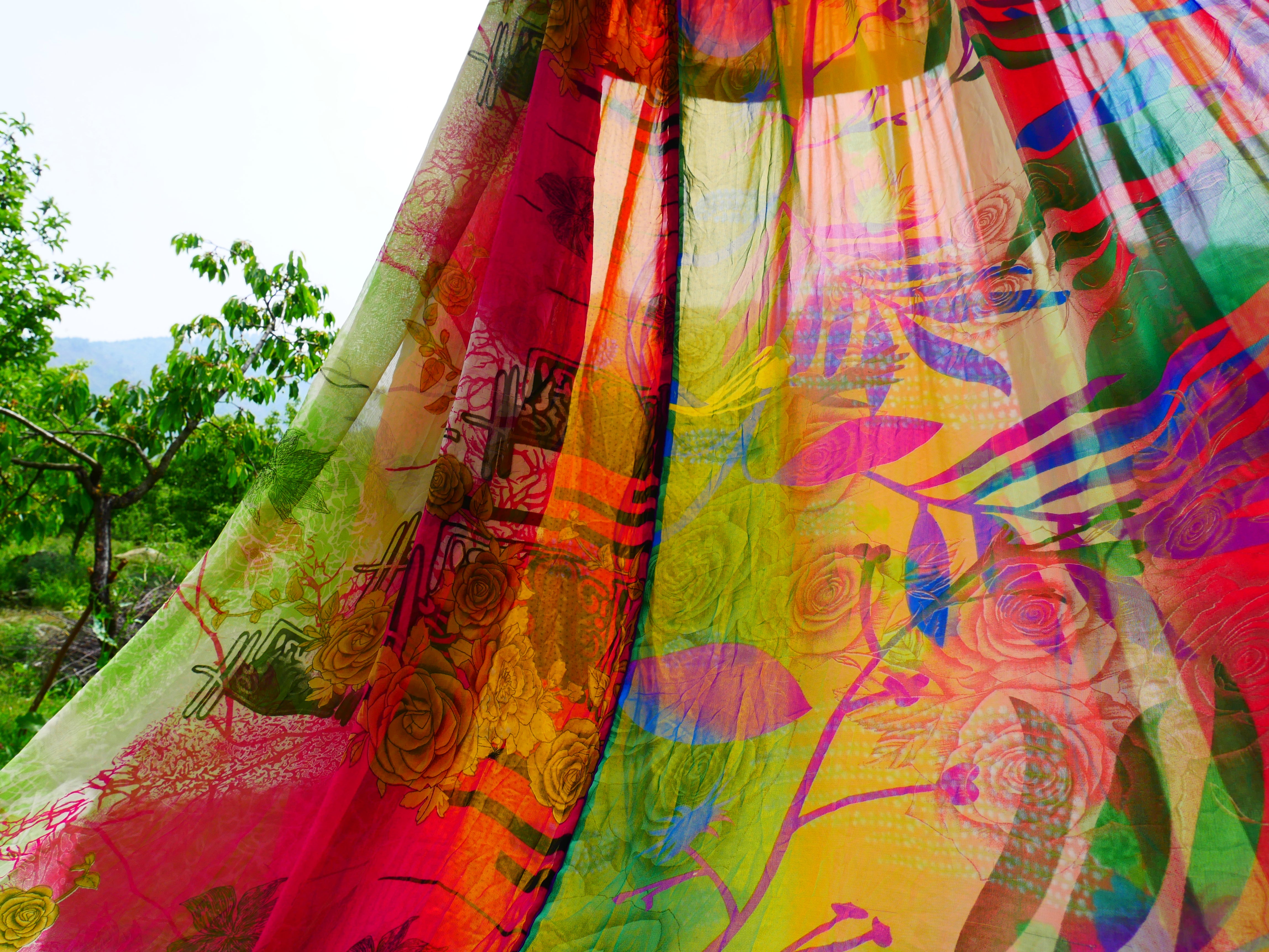 Handmade canopy - Saree tent - bed canopy | hippie decor - Shanti baldachin for Meditation Spaces or Reading nooks