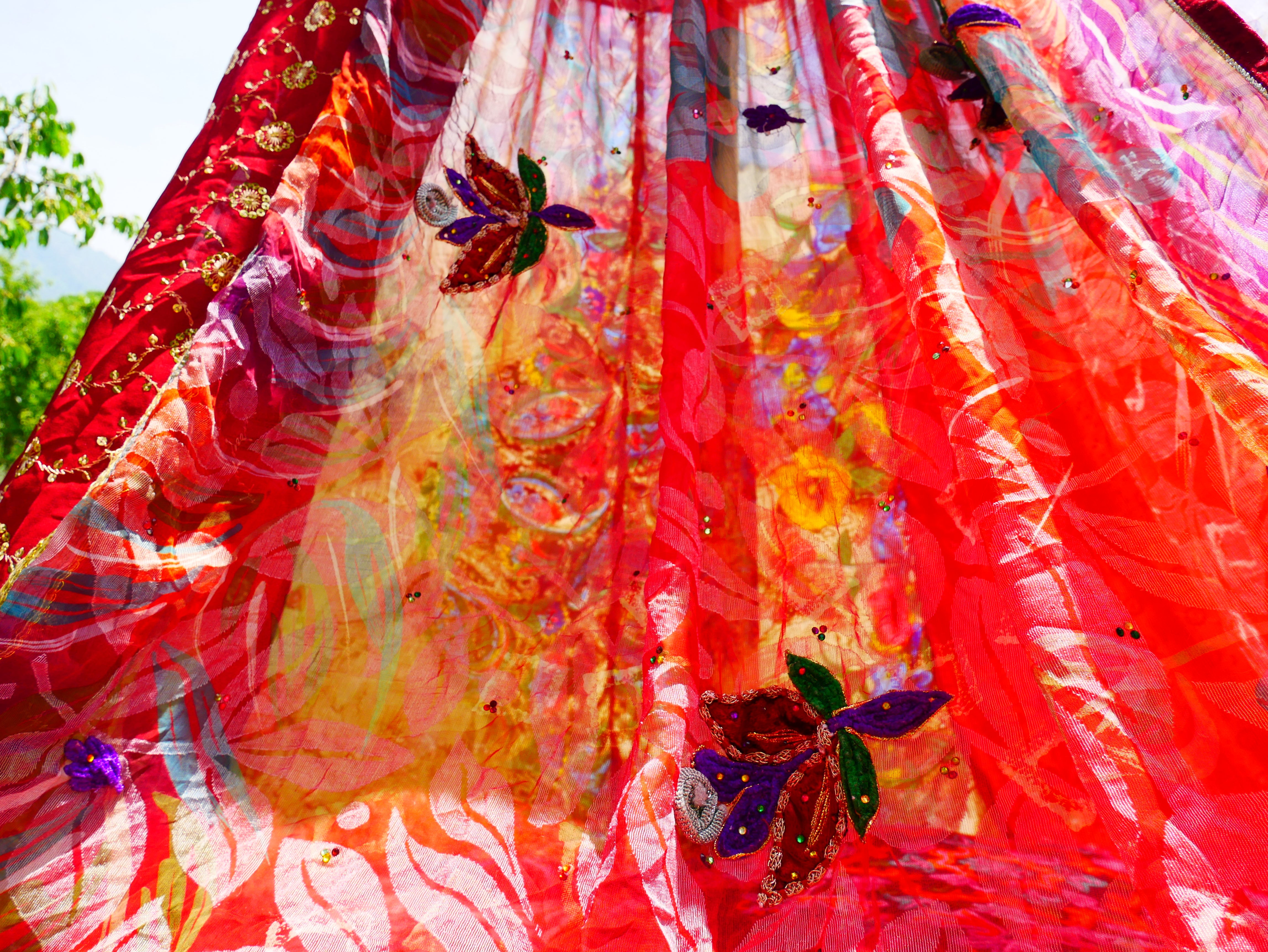 Shanti Canopy Saree tent - bed canopy | Kashmiri baldachin for Meditation Spaces or Reading nooks