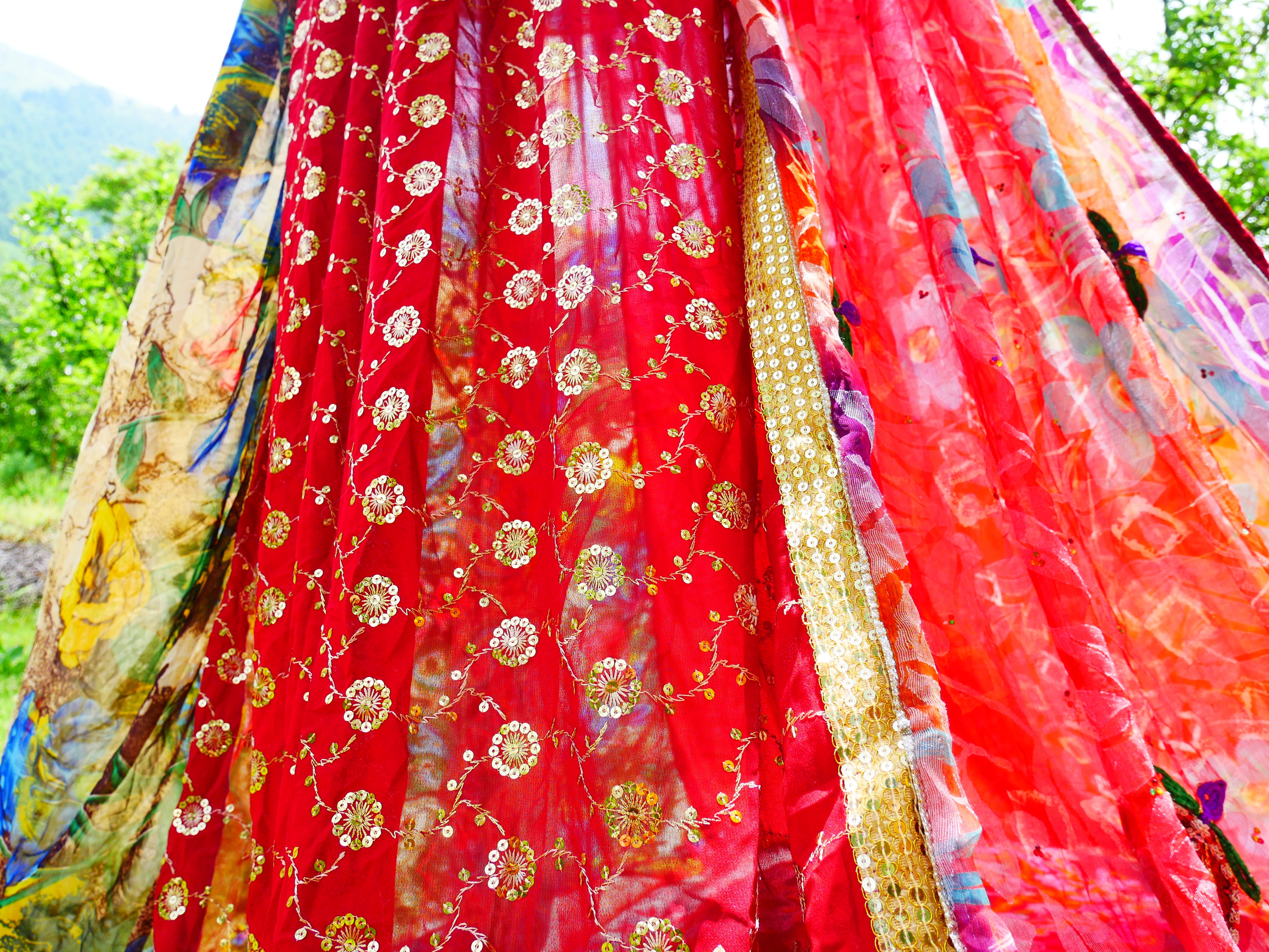 Shanti Canopy Saree tent - bed canopy | Kashmiri baldachin for Meditation Spaces or Reading nooks