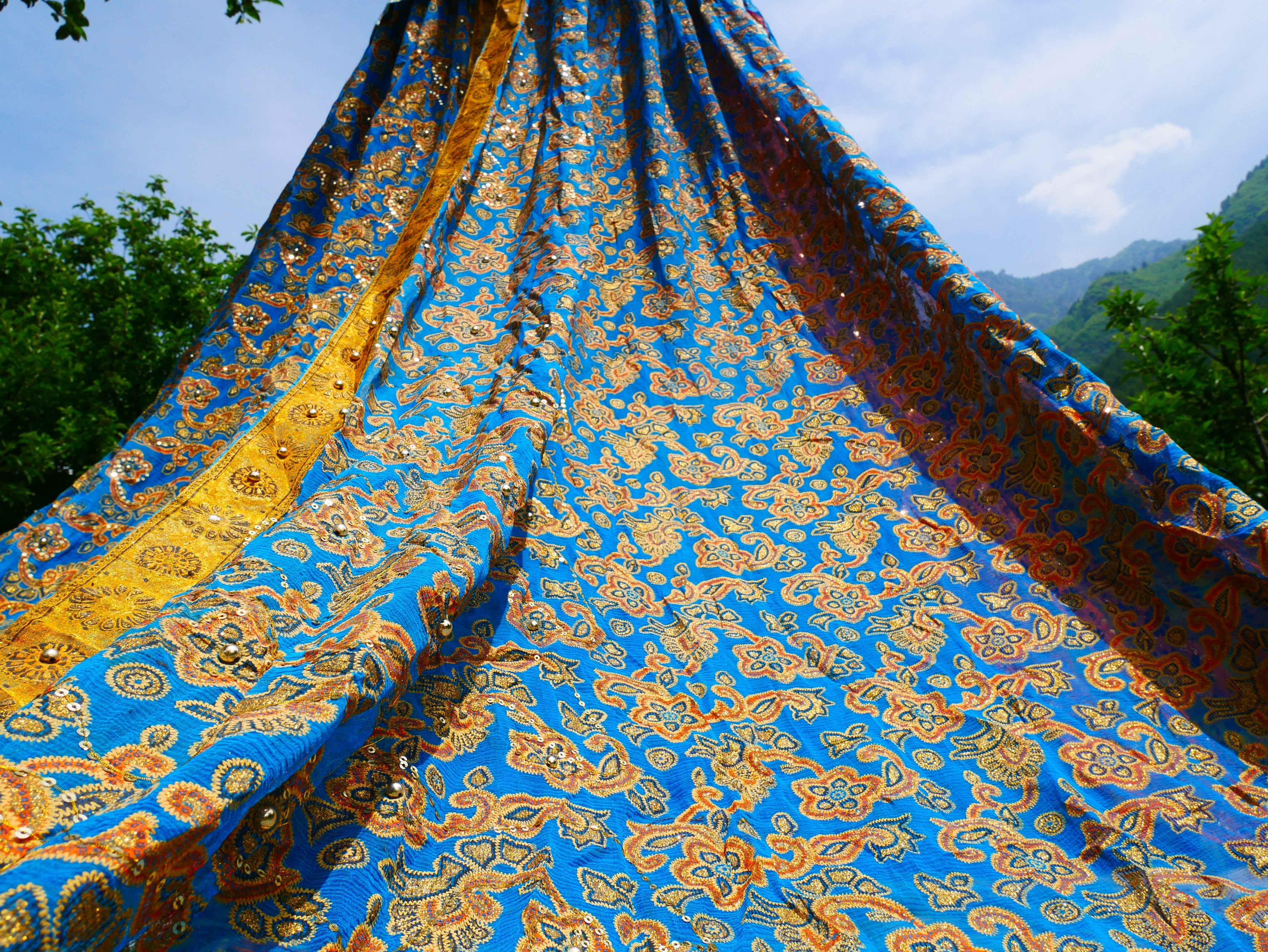 Shanti baldachin for Meditation Spaces or Reading nook - Kashmiri Canopy Saree tent