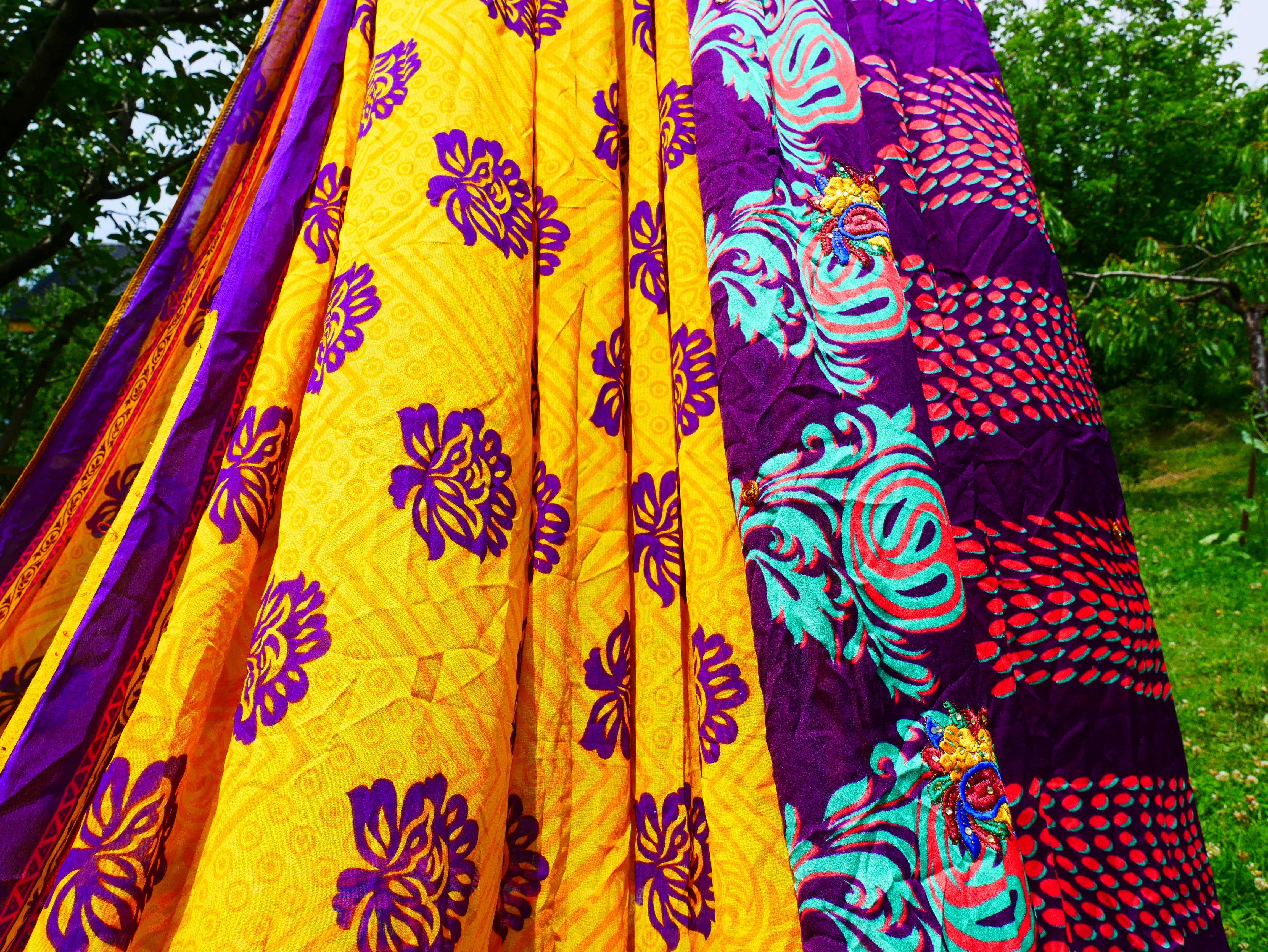 Kashmiri Canopy Saree tent - Bed Canopy | Festival or Glamping decor - Shanti baldachin for Meditation Spaces
