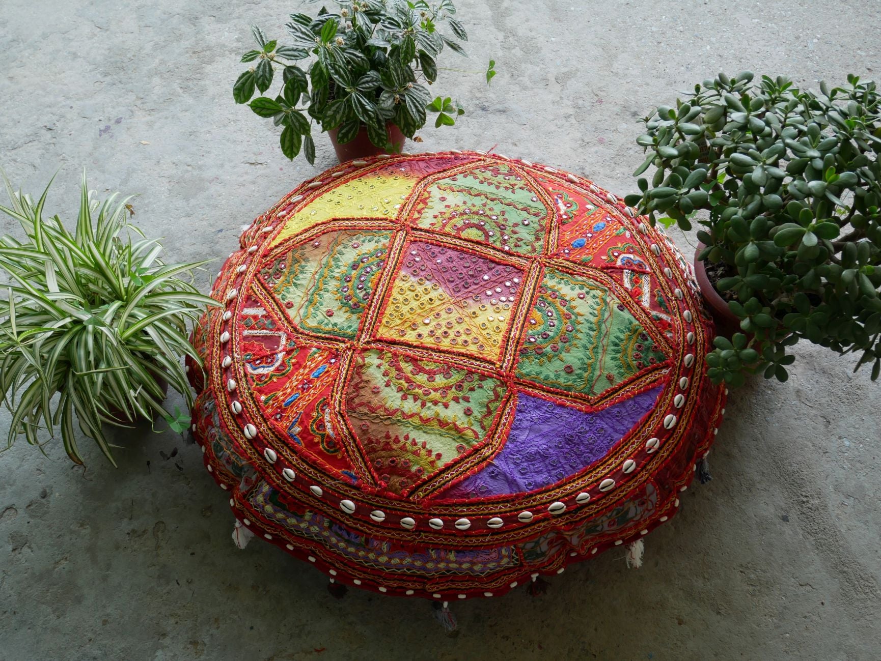 Boho floor pillow - Meditation cushion "Desert Flower" Indian floor seating - large floor cushion | hippie decor bean bag COVER ONLY - The Shanti Home