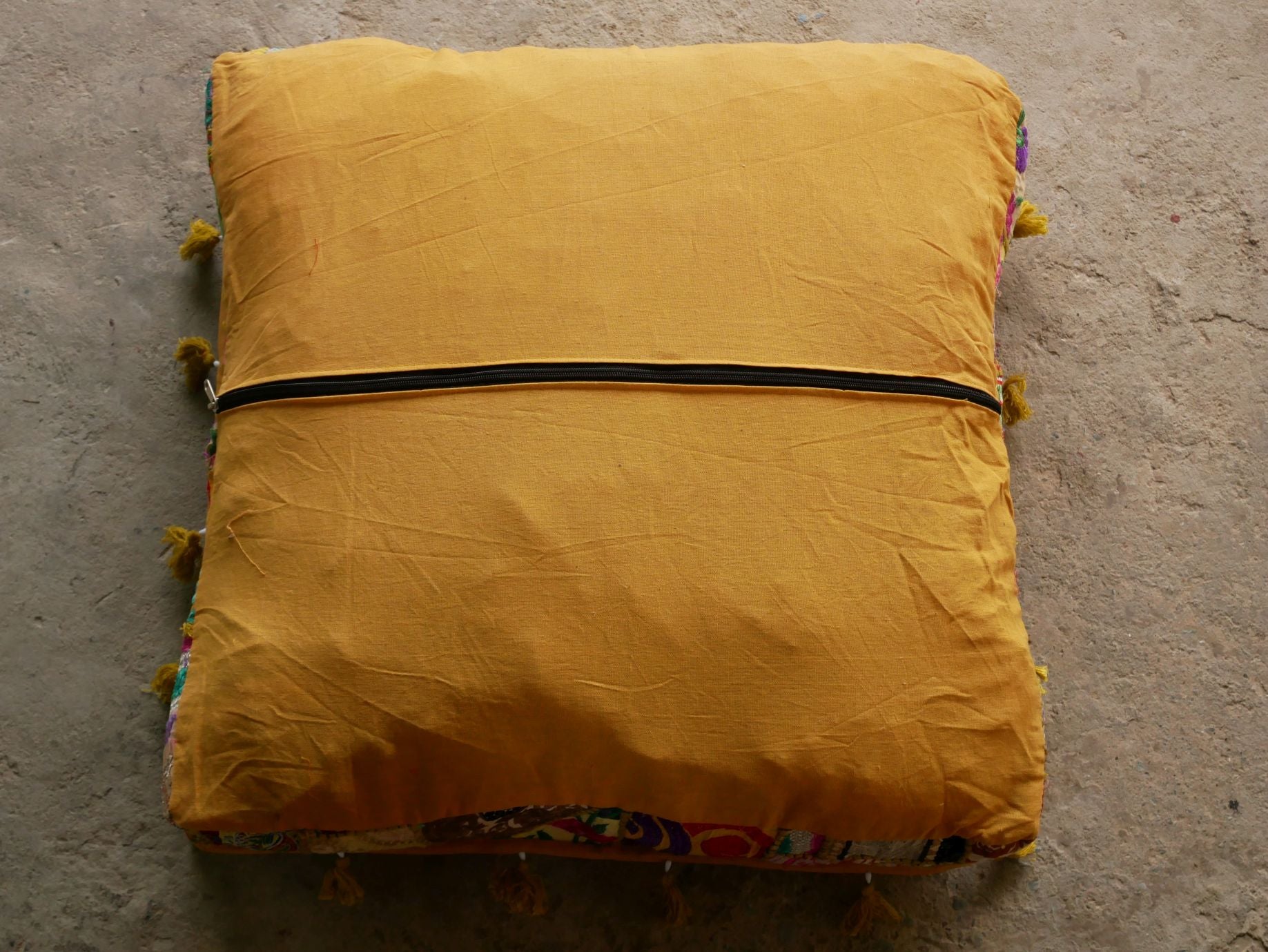 24" Floor pillow cover -Masala- square pouf cushion - Indian style handmade floor seating - The Shanti Home