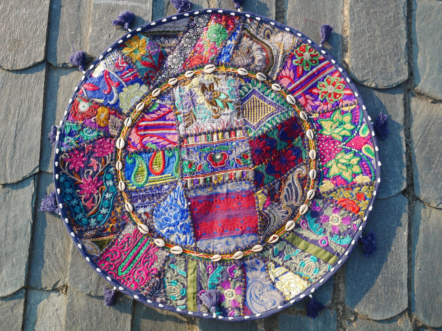 Floor cushion cover - meditation cushion - round floor pillow cover 24" - The Shanti Home