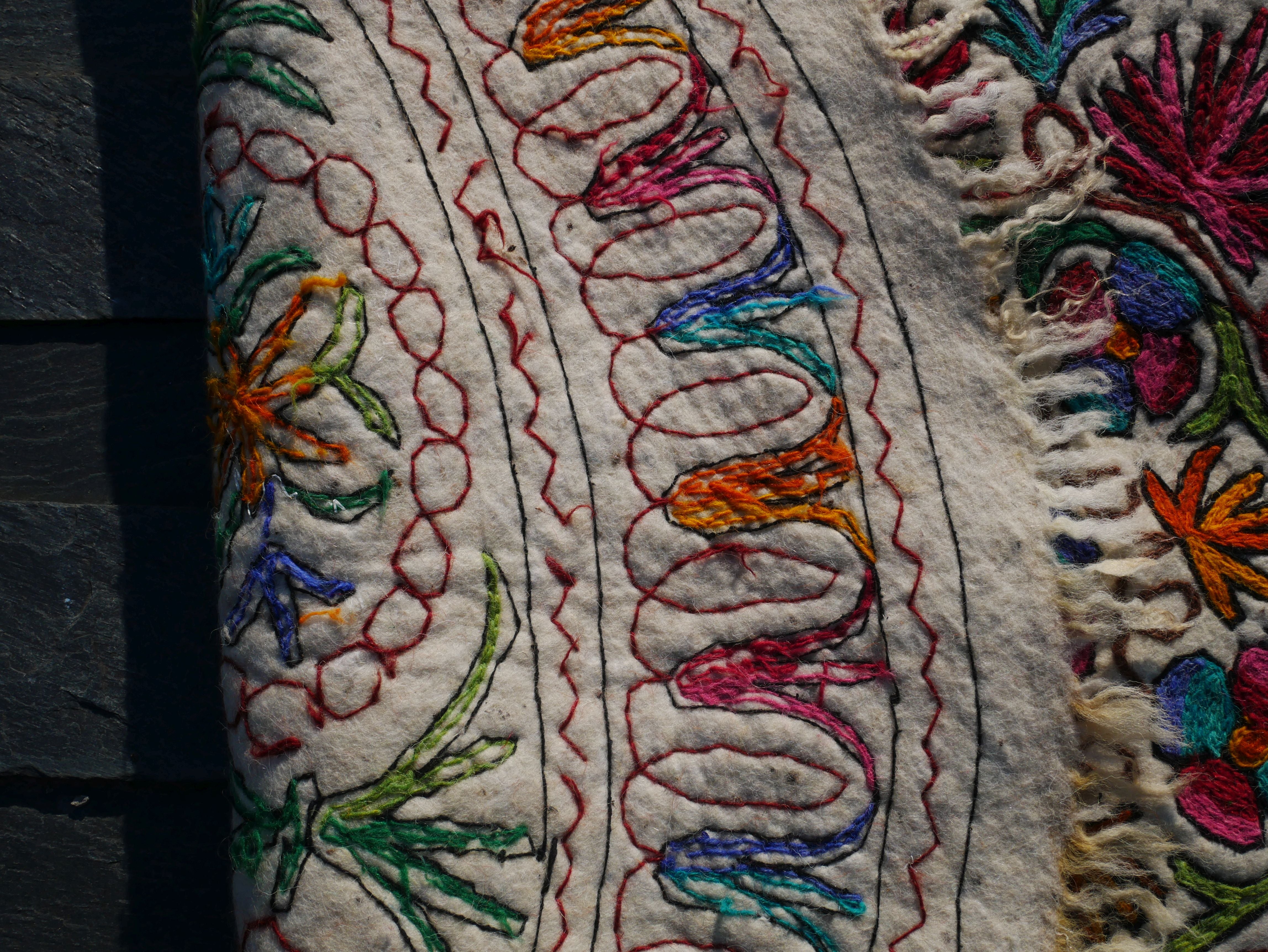 Round wool rug "Shanti Mandala" | Kashmiri Namda traditional hand felted wool rug bohemian bedroom rug - The Shanti Home