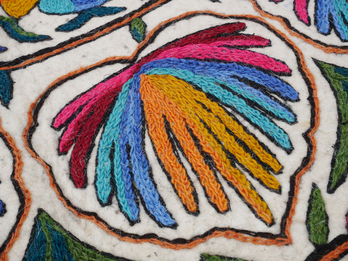 Round area rug - mandala rug 6ft | Kashmiri "Namda" traditional hand felted wool rug | persian floral design | colorful bohemian style - The Shanti Home