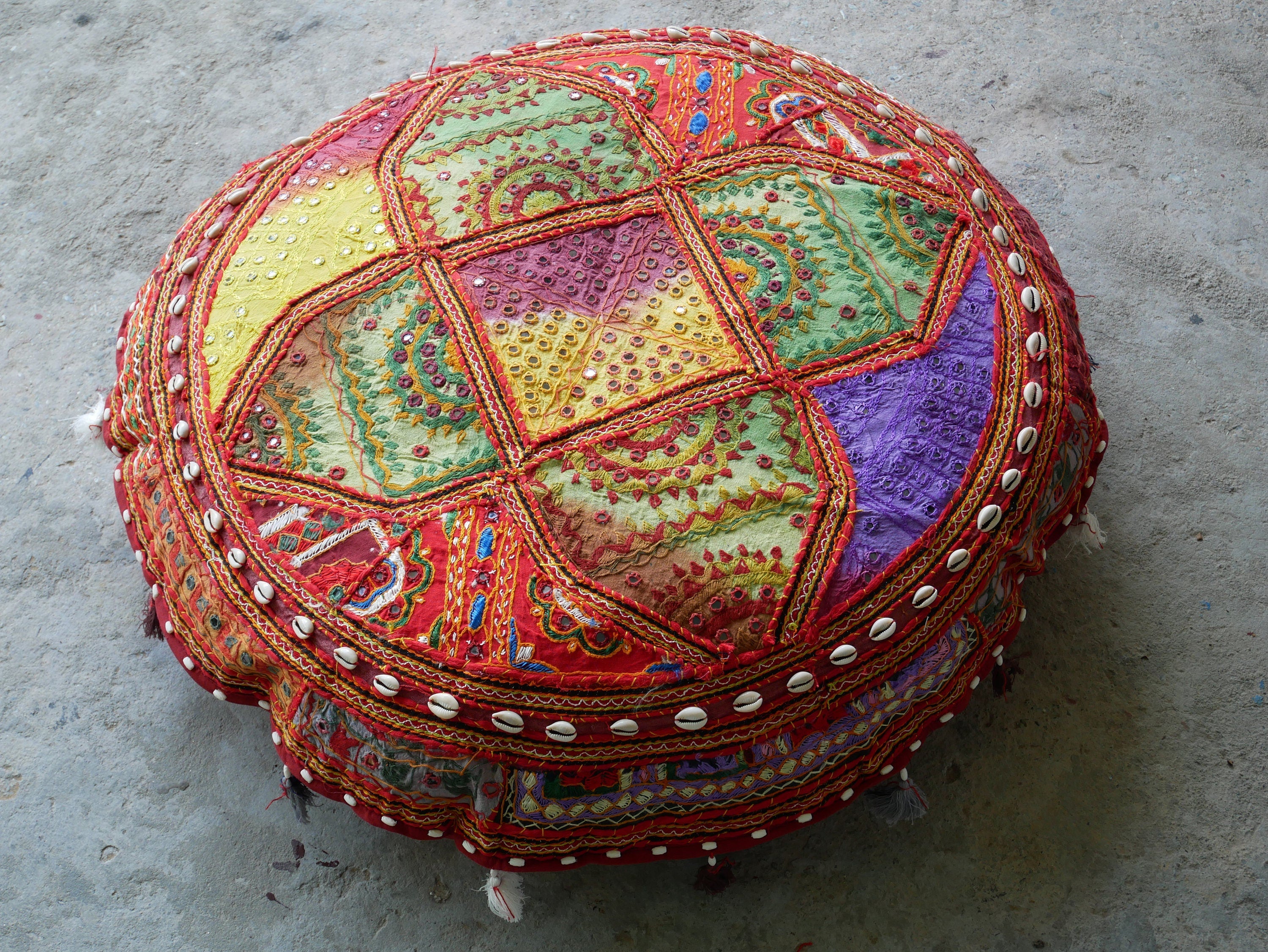 Boho floor pillow - Meditation cushion "Desert Flower" Indian floor seating - large floor cushion | hippie decor bean bag COVER ONLY - The Shanti Home