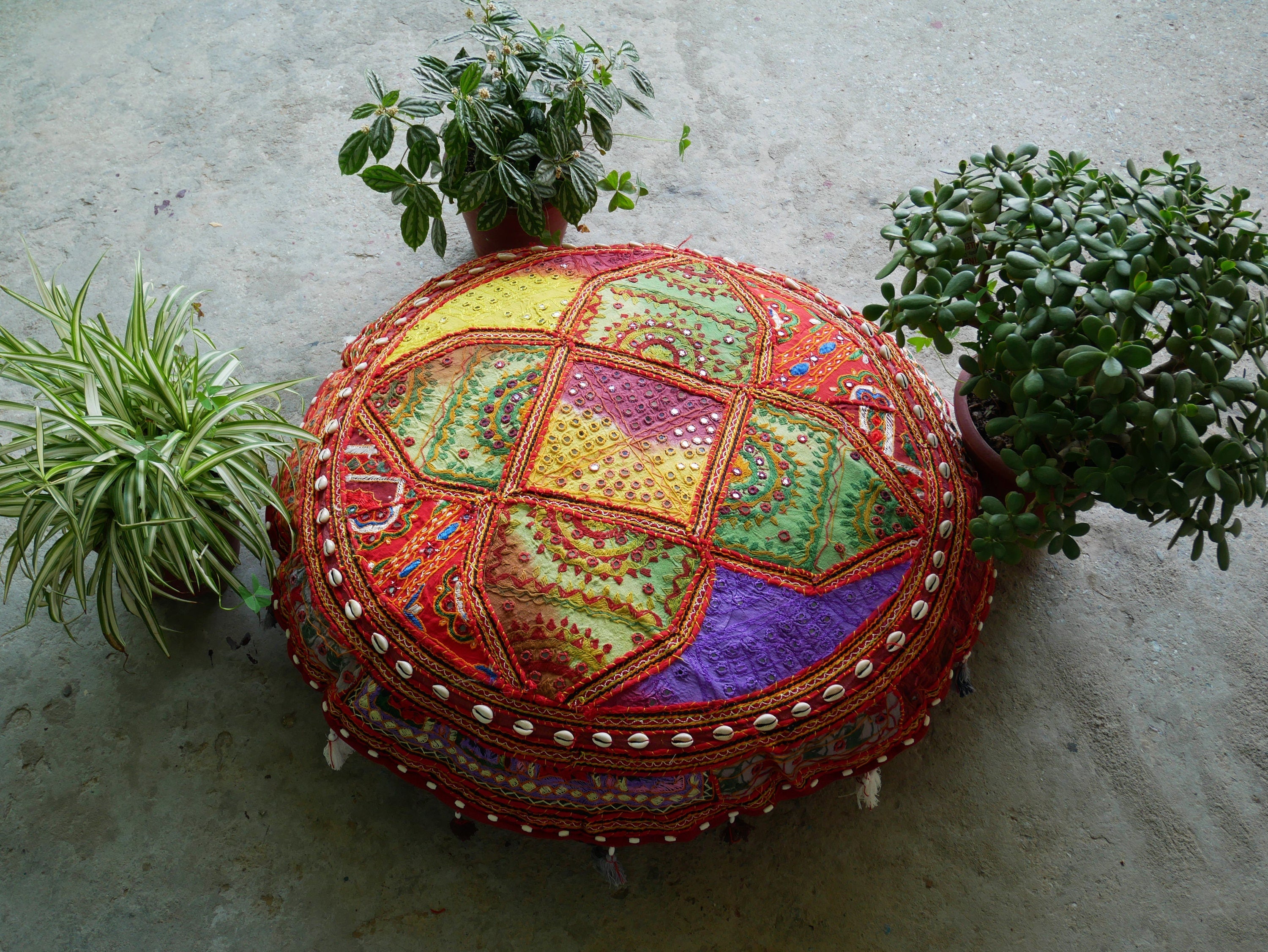 Boho floor pillow - Meditation cushion "Desert Flower" Indian floor seating - large floor cushion | hippie decor bean bag COVER ONLY - The Shanti Home