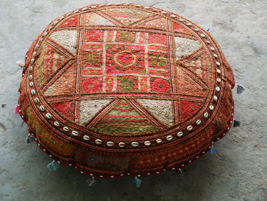 Round floor cushion "Bohemian Masala" round meditation cushion - Indian floor seating