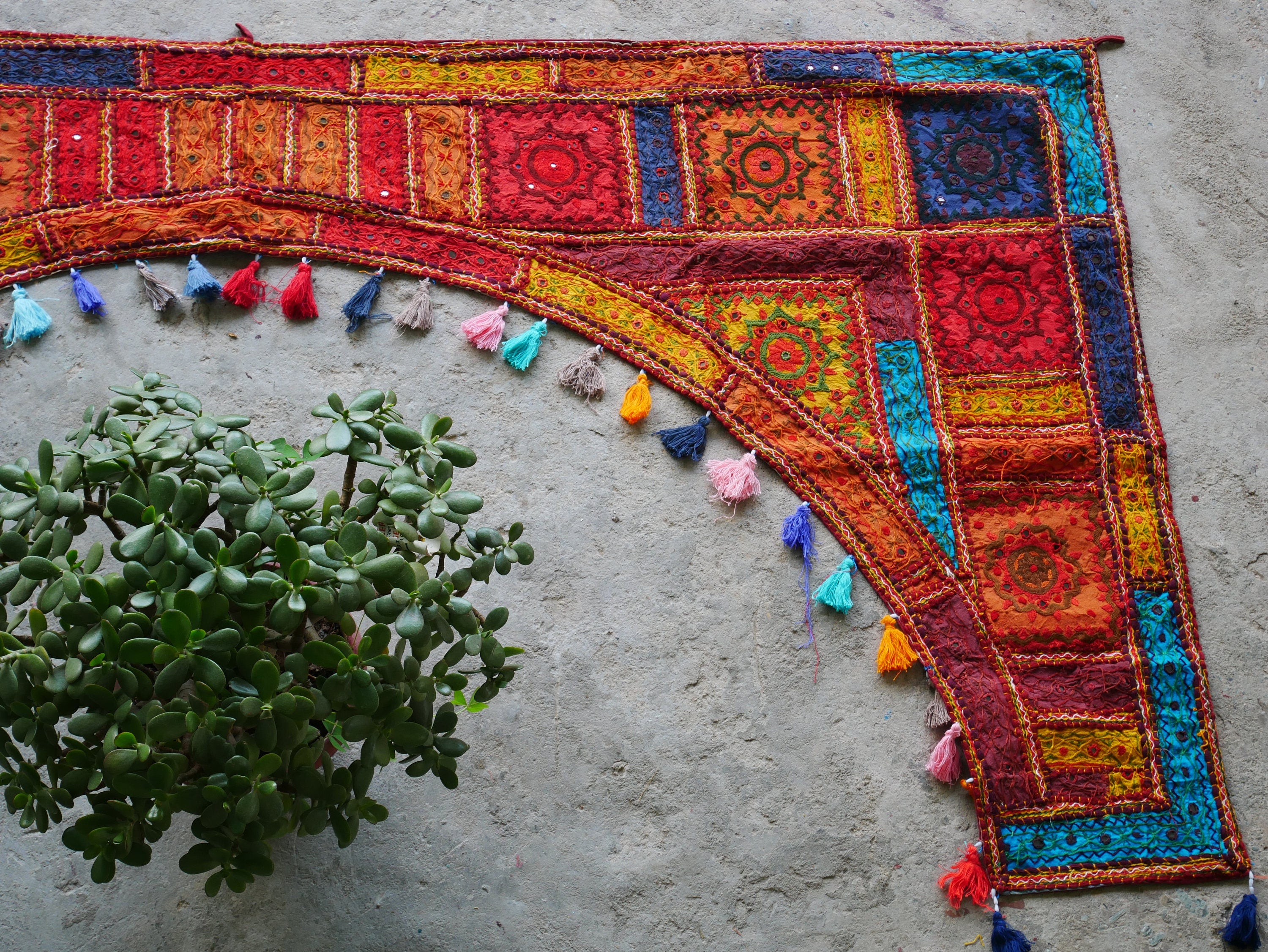 Indian Toran XXL window valance | boho curtain - bohemian wall tapestry | colorful window decor from the Thar desert - The Shanti Home