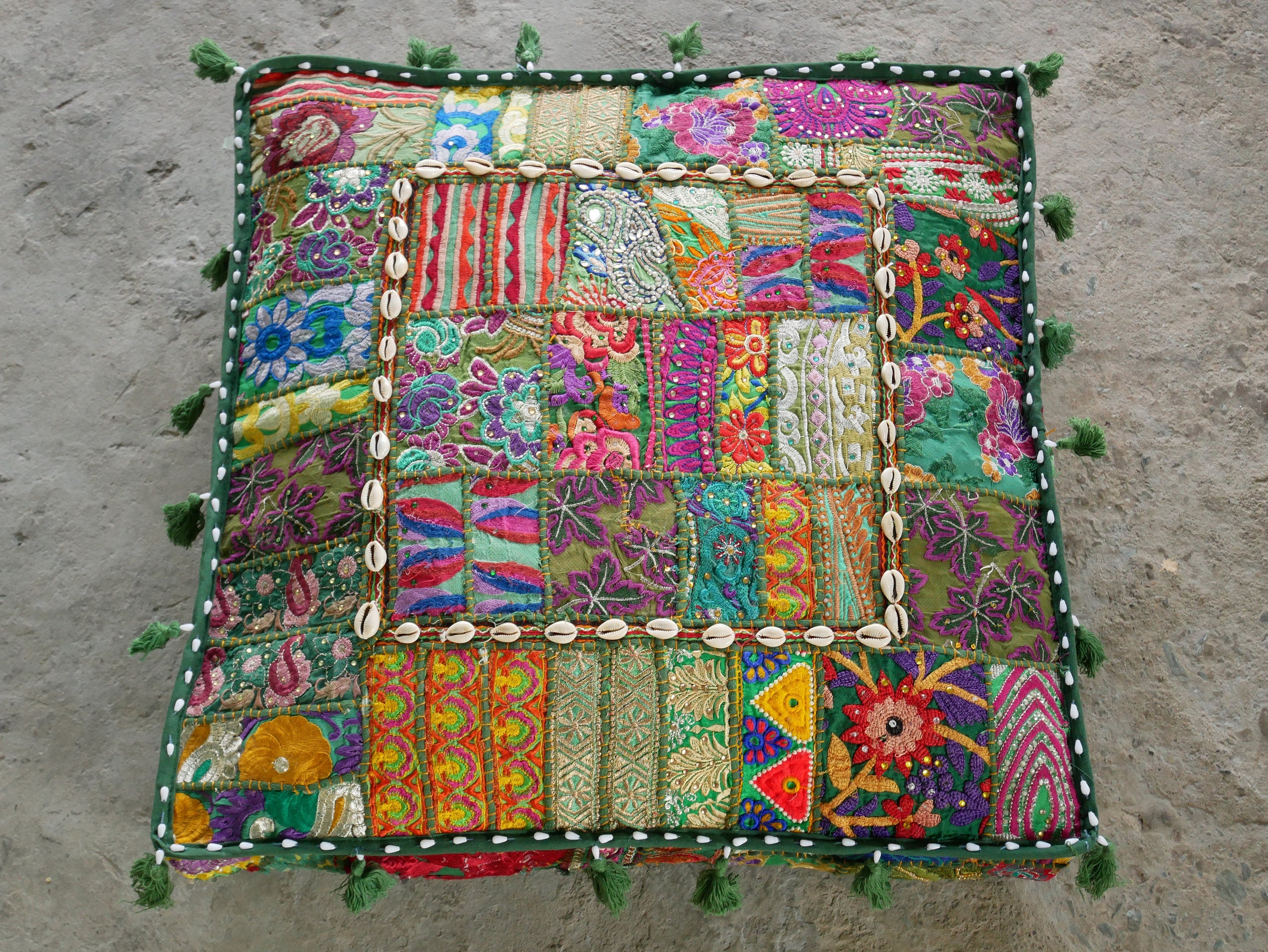 Large floor pillow "Boho Jungle" bohemian floor cushion cover | Indian meditation cushion - The Shanti Home