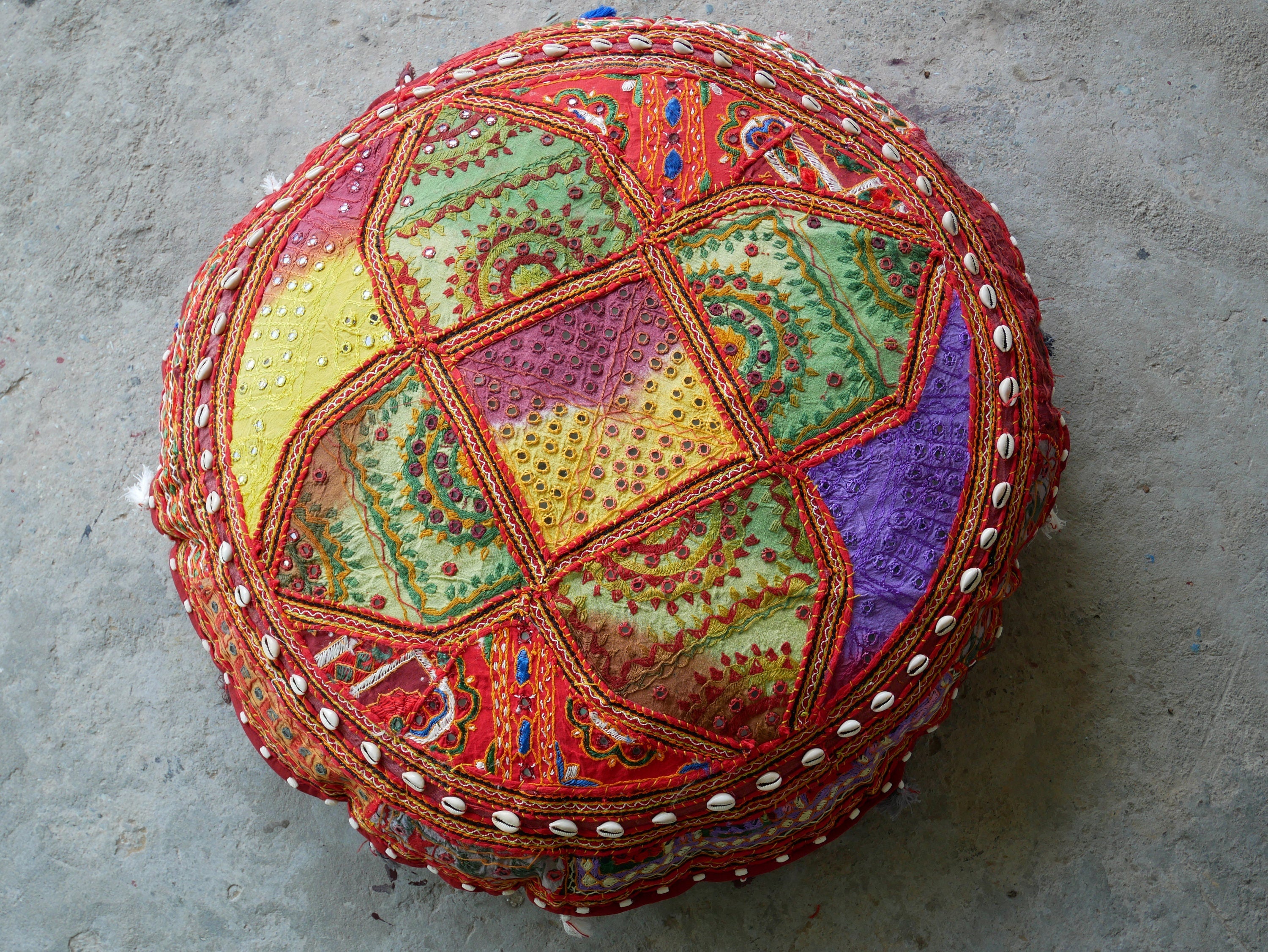 Boho floor pillow - Meditation cushion "Desert Flower" Indian floor seating - large floor cushion | hippie decor bean bag COVER ONLY - The Shanti Home