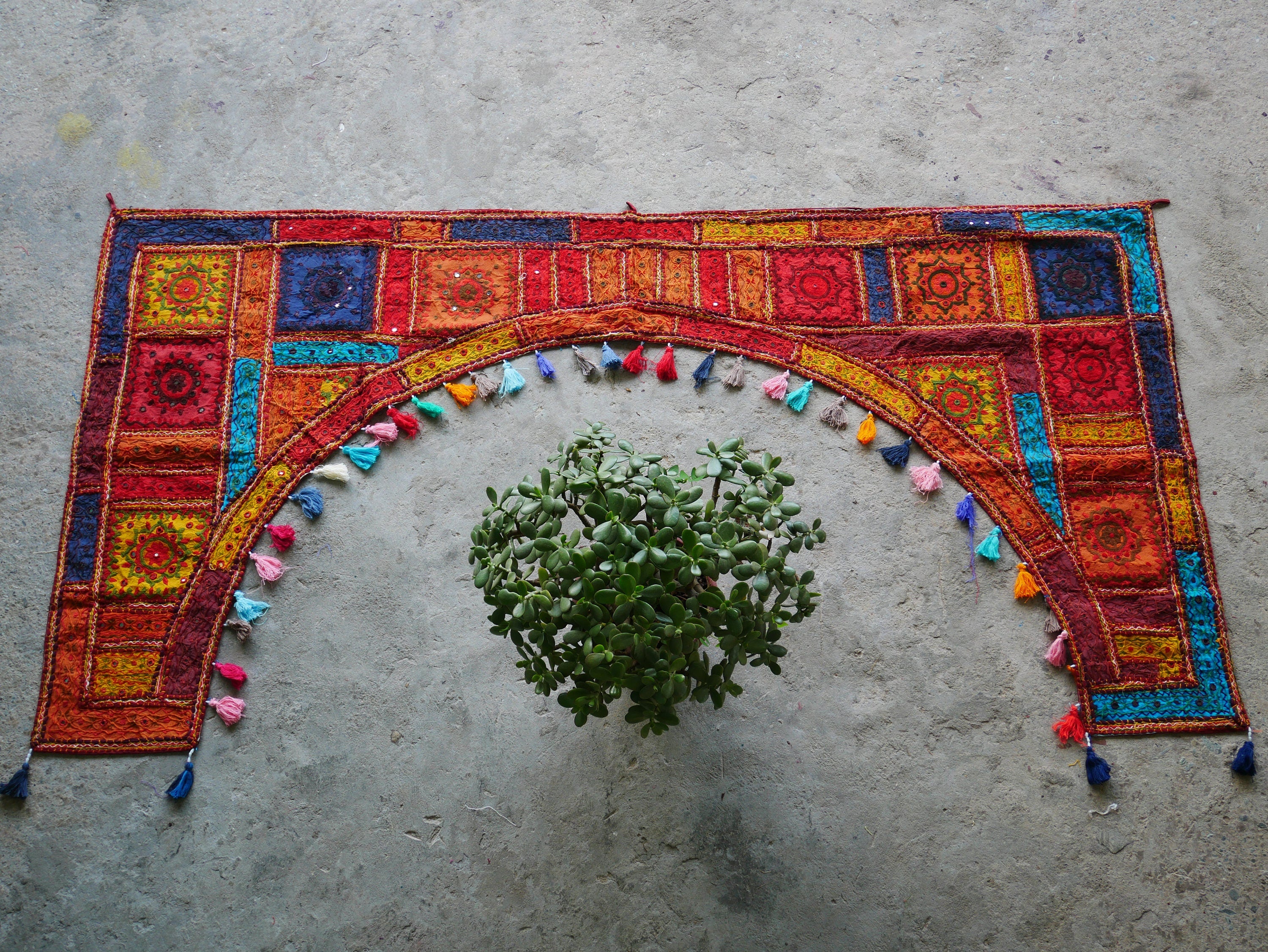 Indian Toran XXL window valance | boho curtain - bohemian wall tapestry | colorful window decor from the Thar desert - The Shanti Home