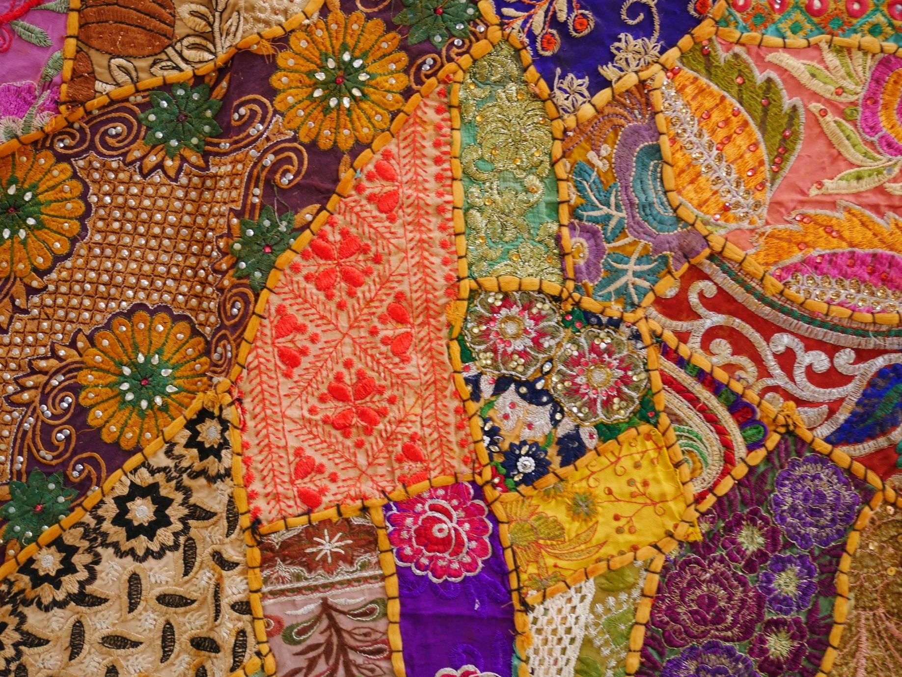 Masala - Table runner wall decor - Saree patchwork boho tapestry - The Shanti Home