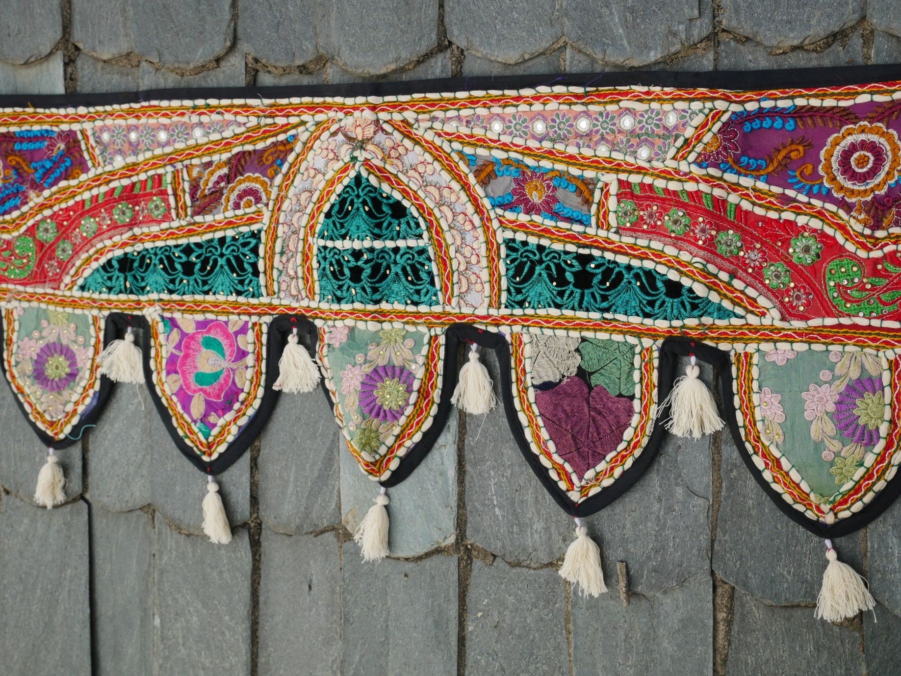Indian Toran - door hanging | Boho window valance - hippie boho curtain | handmade door curtain Bohemian wall decor - colorful home decor - The Shanti Home
