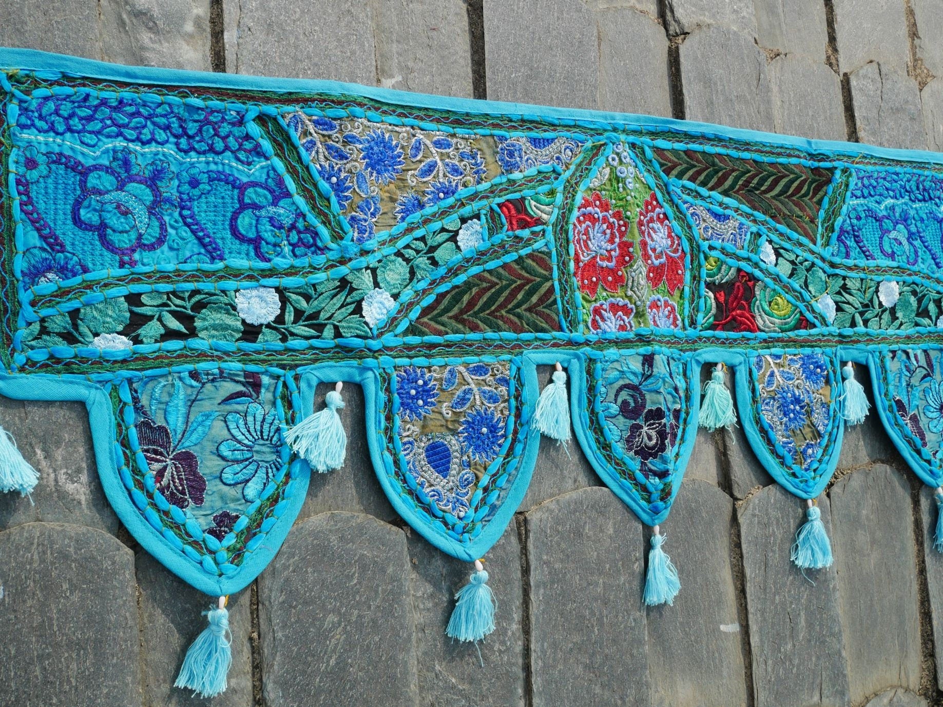 Door Toran - Indian handmade valance | Colorful patchwork door hanging | bohemian wall tapestry - gypsy curtain | Hippie - Boho window decor - The Shanti Home