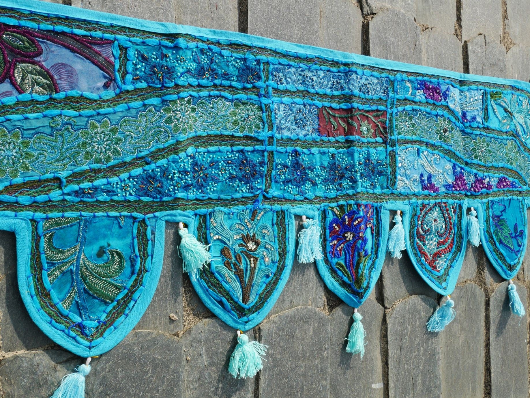 Door Toran - Indian handmade valance | Colorful patchwork door hanging | bohemian wall tapestry - gypsy curtain | Hippie - Boho window decor - The Shanti Home