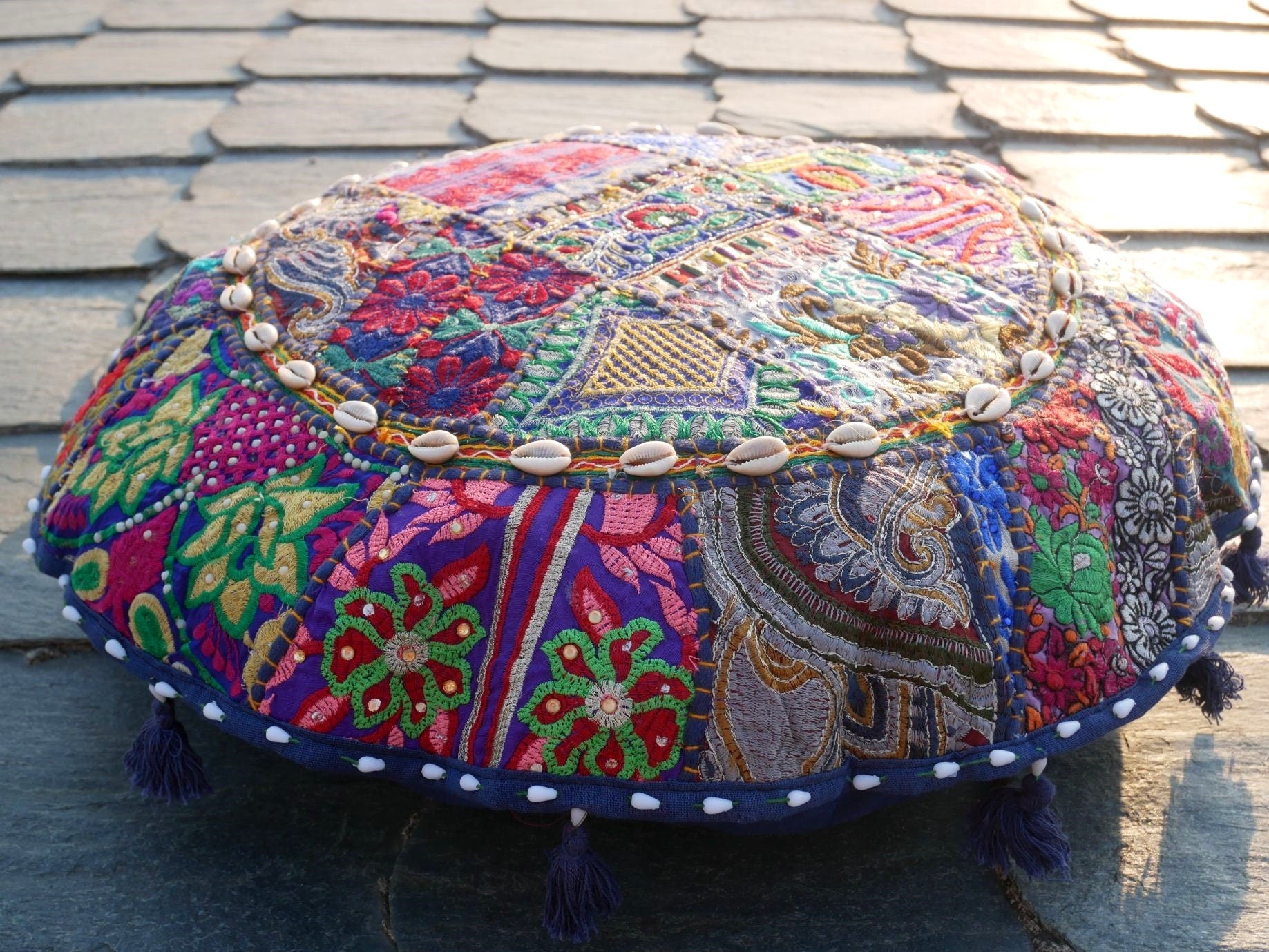 Floor cushion cover - meditation cushion - round floor pillow cover 24" - The Shanti Home