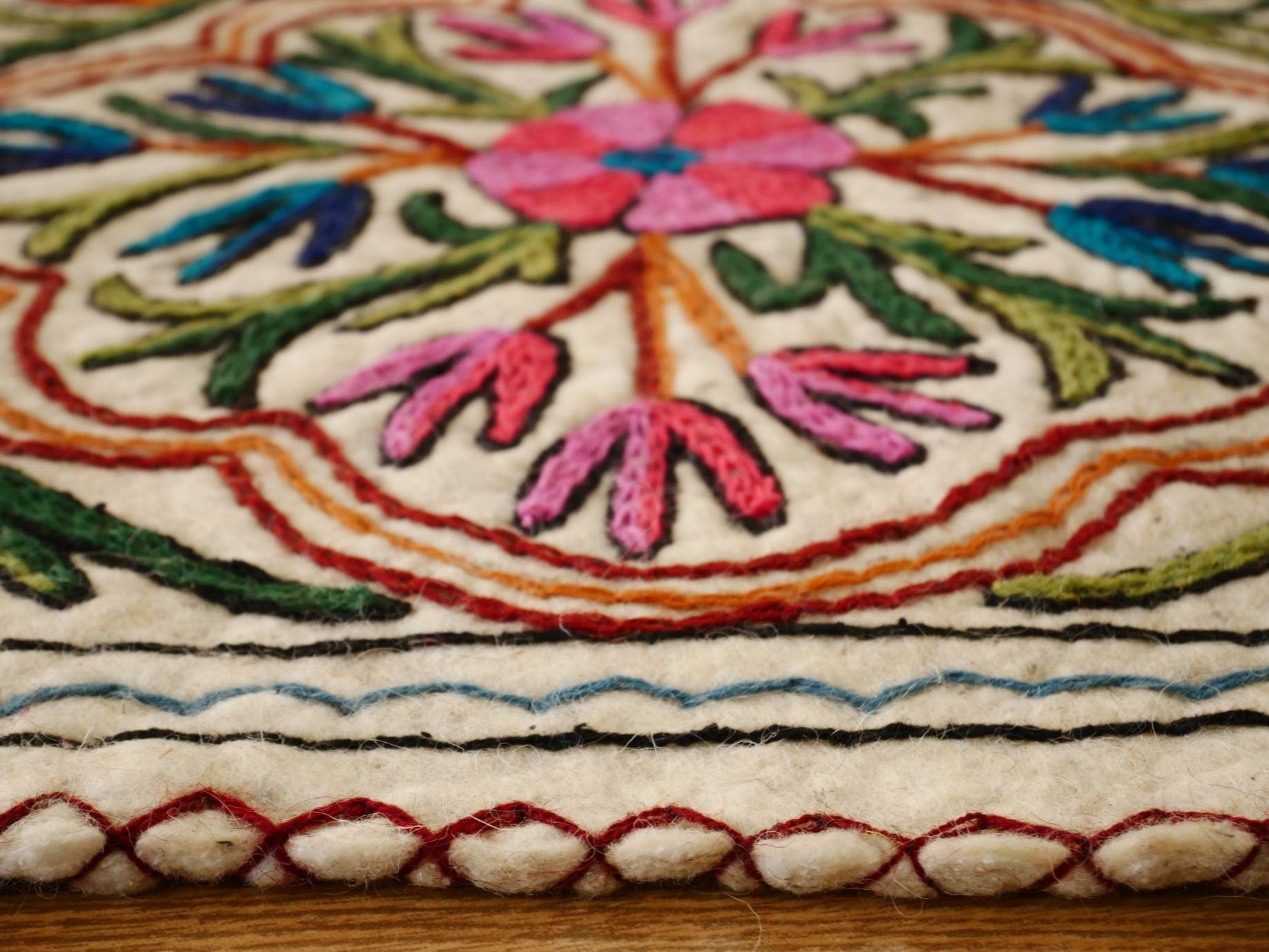 Floor seating pad - Meditation mat - felted wool chair pad | Kashmiri "Namda" rug pad | boho hippie decor - The Shanti Home