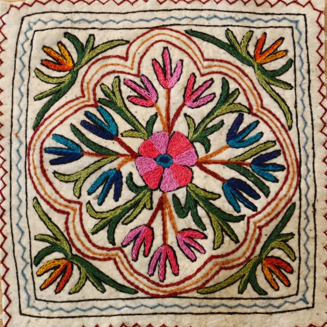 Floor seating pad - Meditation mat - felted wool chair pad | Kashmiri "Namda" rug pad | boho hippie decor - The Shanti Home