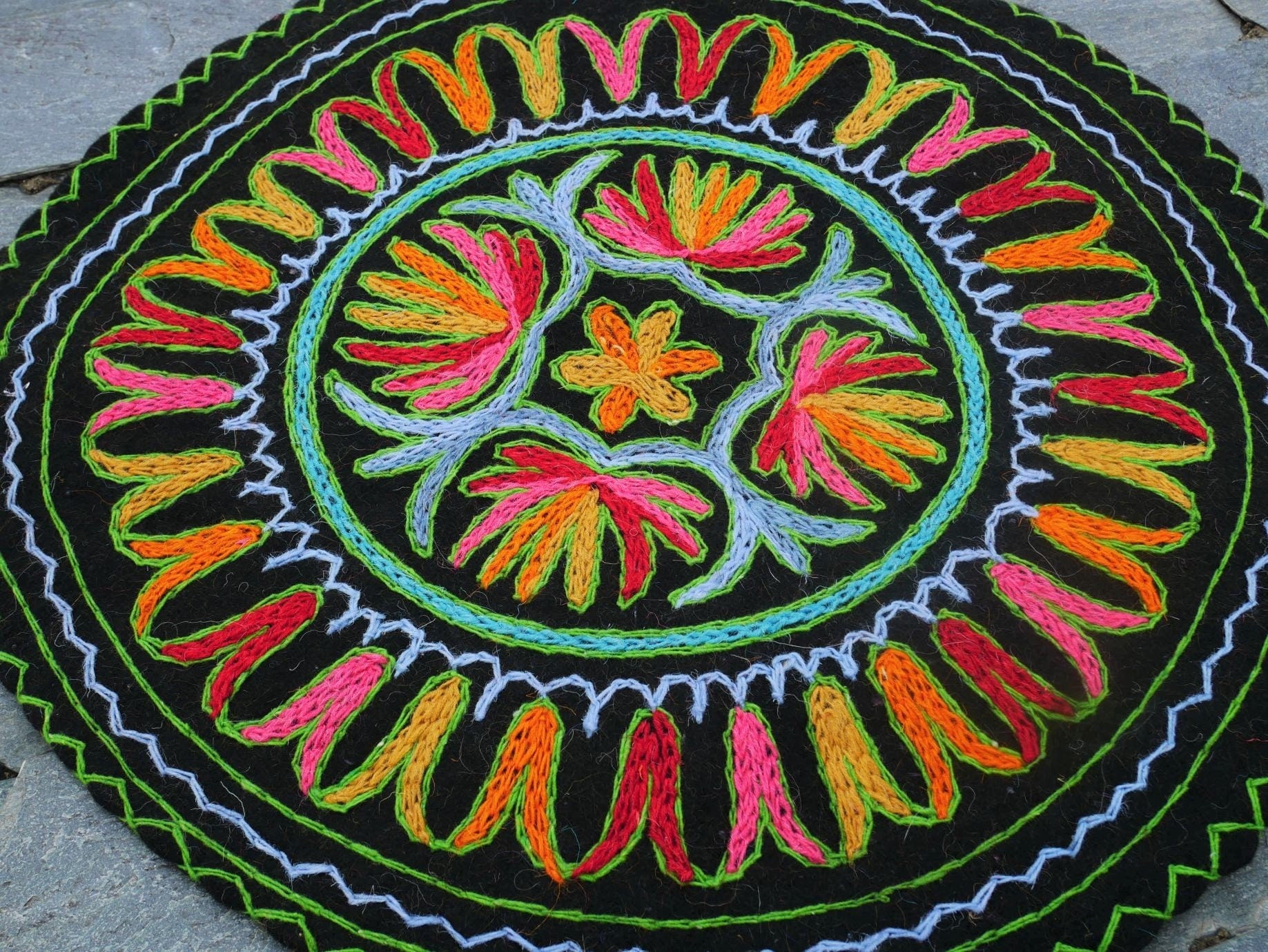 Floor seating pad, meditation cushion felted chair pad | boho seat pad - Namda - The Shanti Home