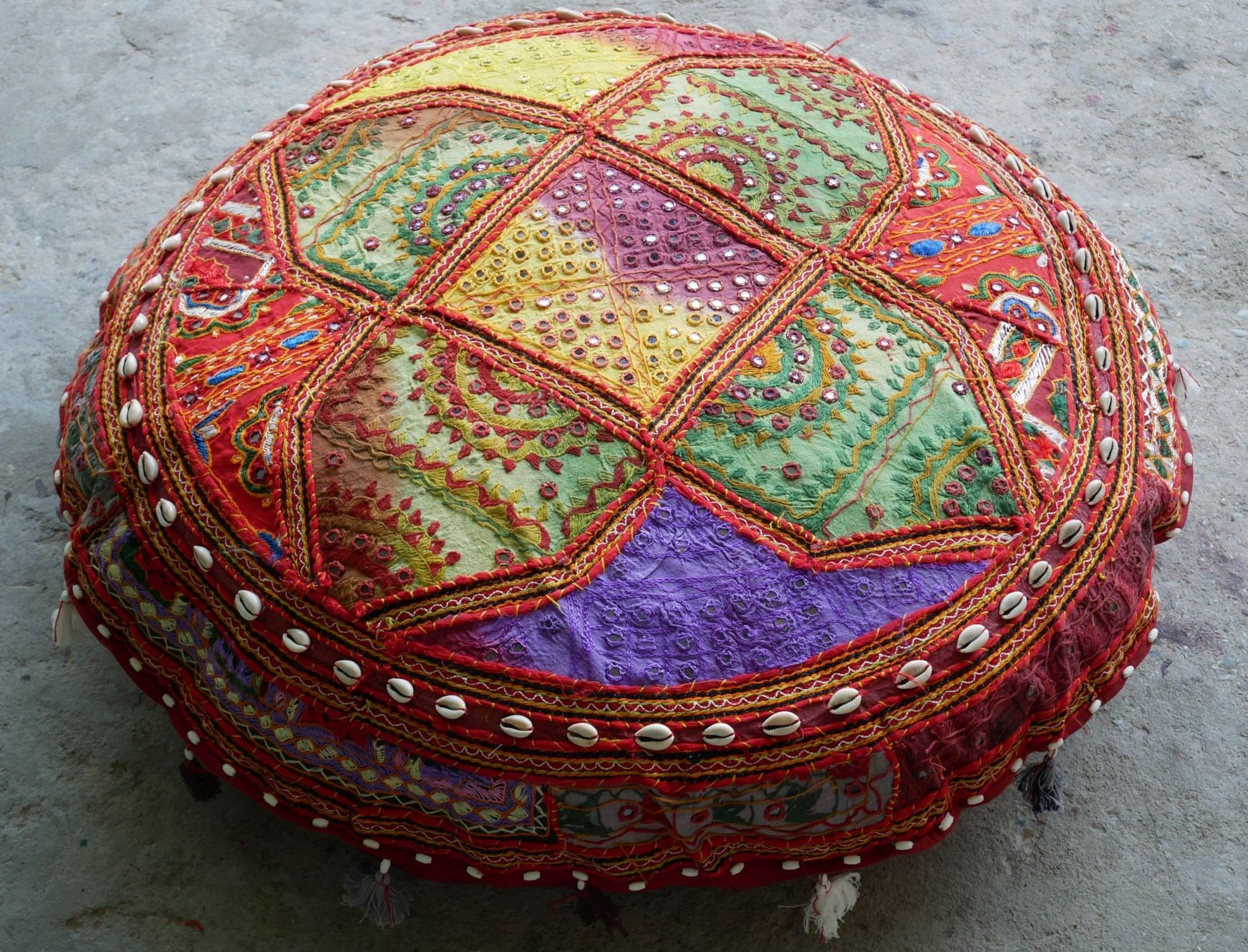 Boho floor pillow - Meditation cushion "Desert Flower" Indian floor seating - large floor cushion | hippie decor bean bag COVER ONLY - The Shanti Home
