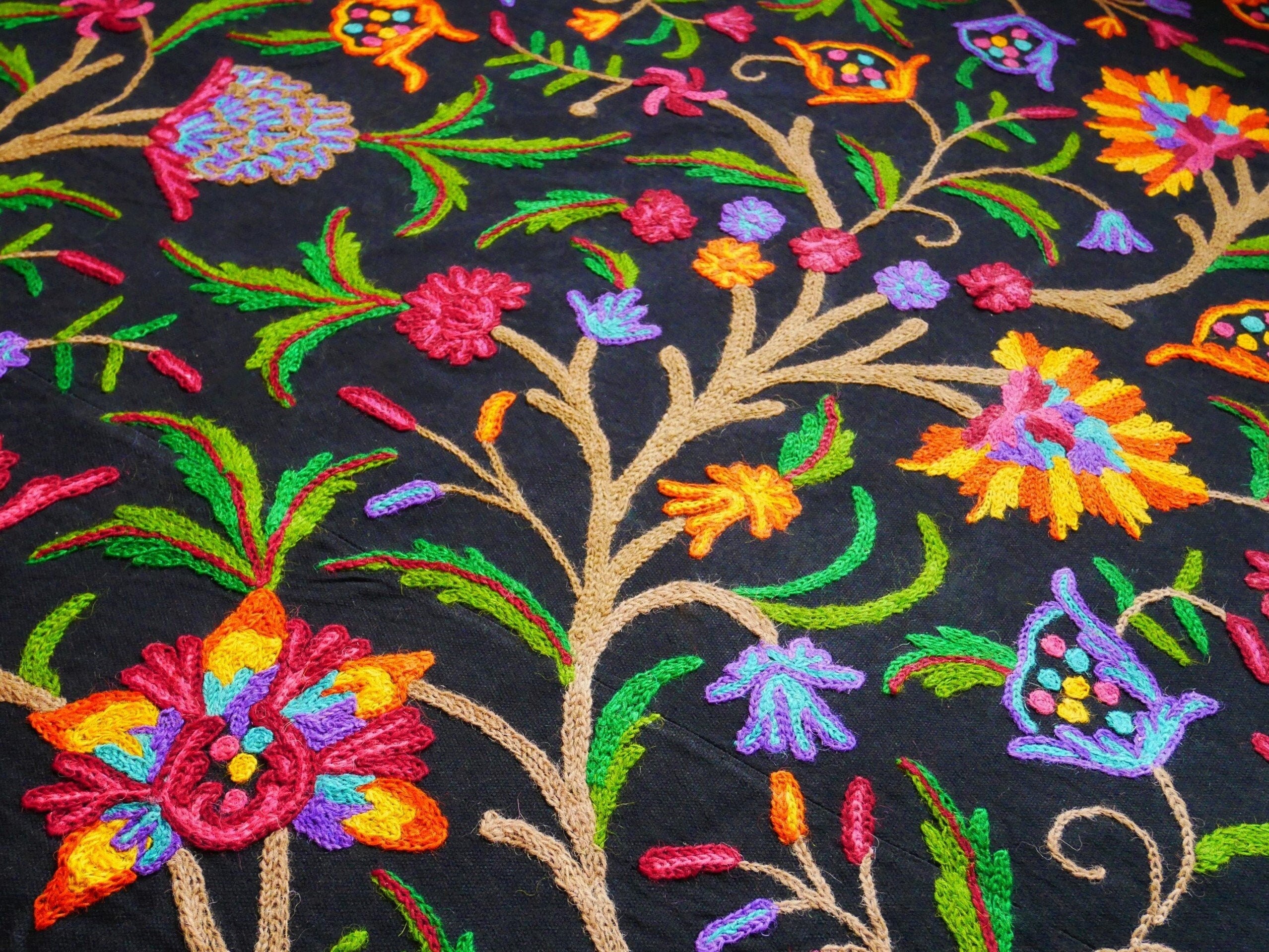 Bohemian luxury bedding "Dream of Kashmir" hand embroidered bed thow - The Shanti Home