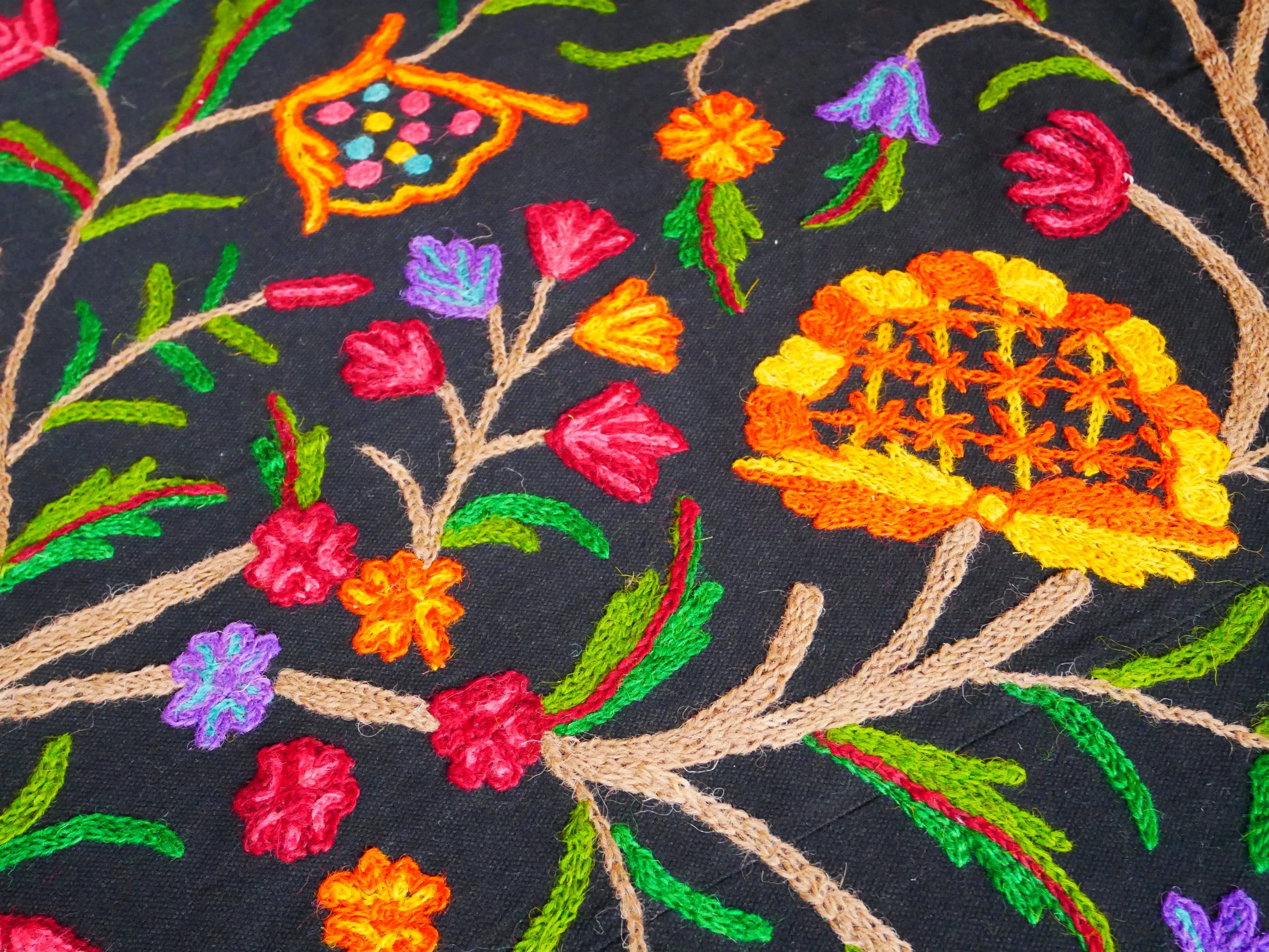 Bohemian luxury bedding "Dream of Kashmir" hand embroidered bed thow - The Shanti Home