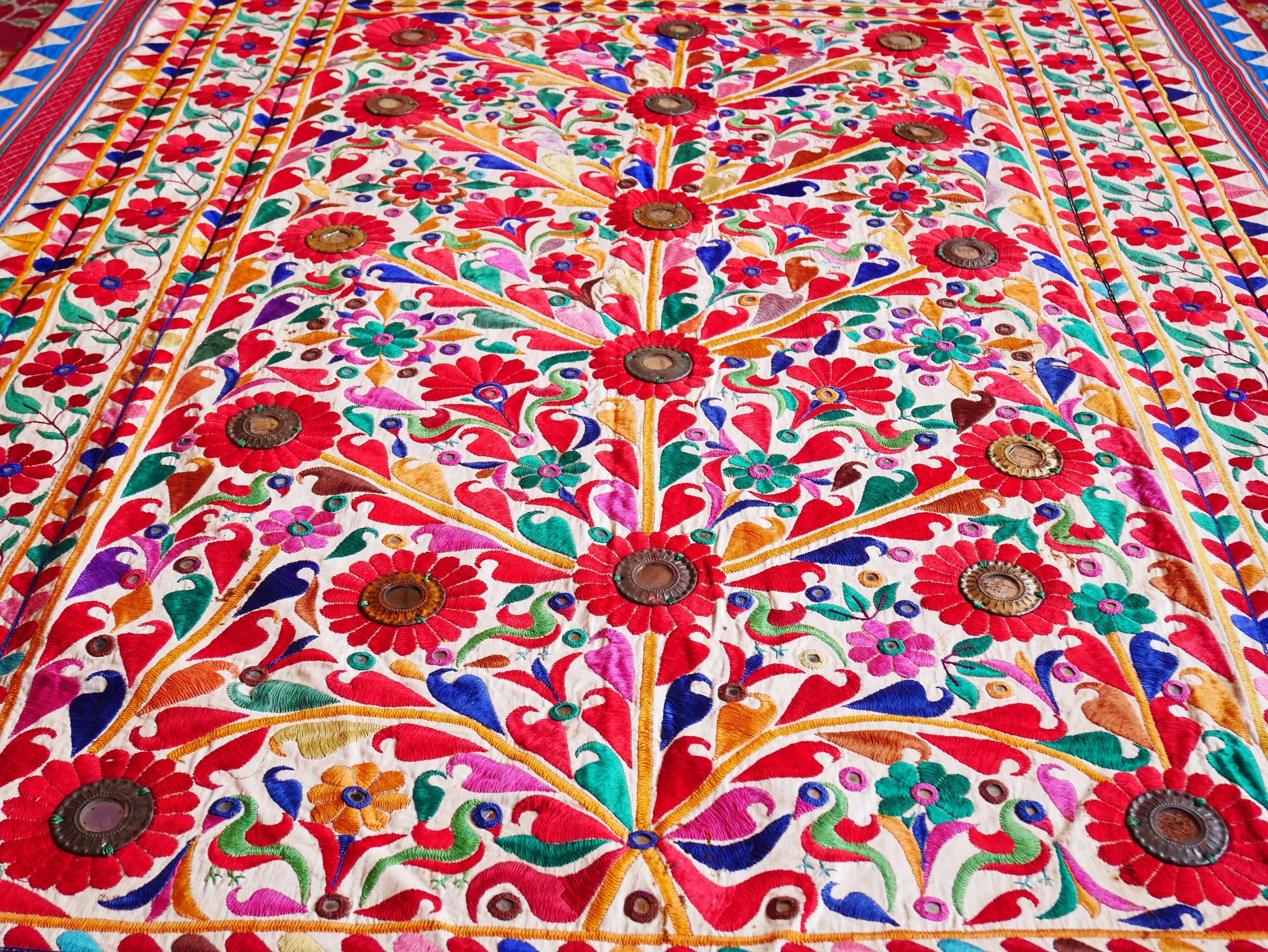 Tribal wedding decor | vintage bed throw - ceiling decor | authentic vintage Banjara embroidery - bohemian bedroom - one of kind - The Shanti Home
