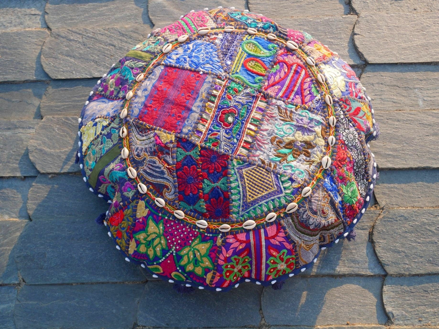 Floor cushion cover - meditation cushion - round floor pillow cover 24" - The Shanti Home