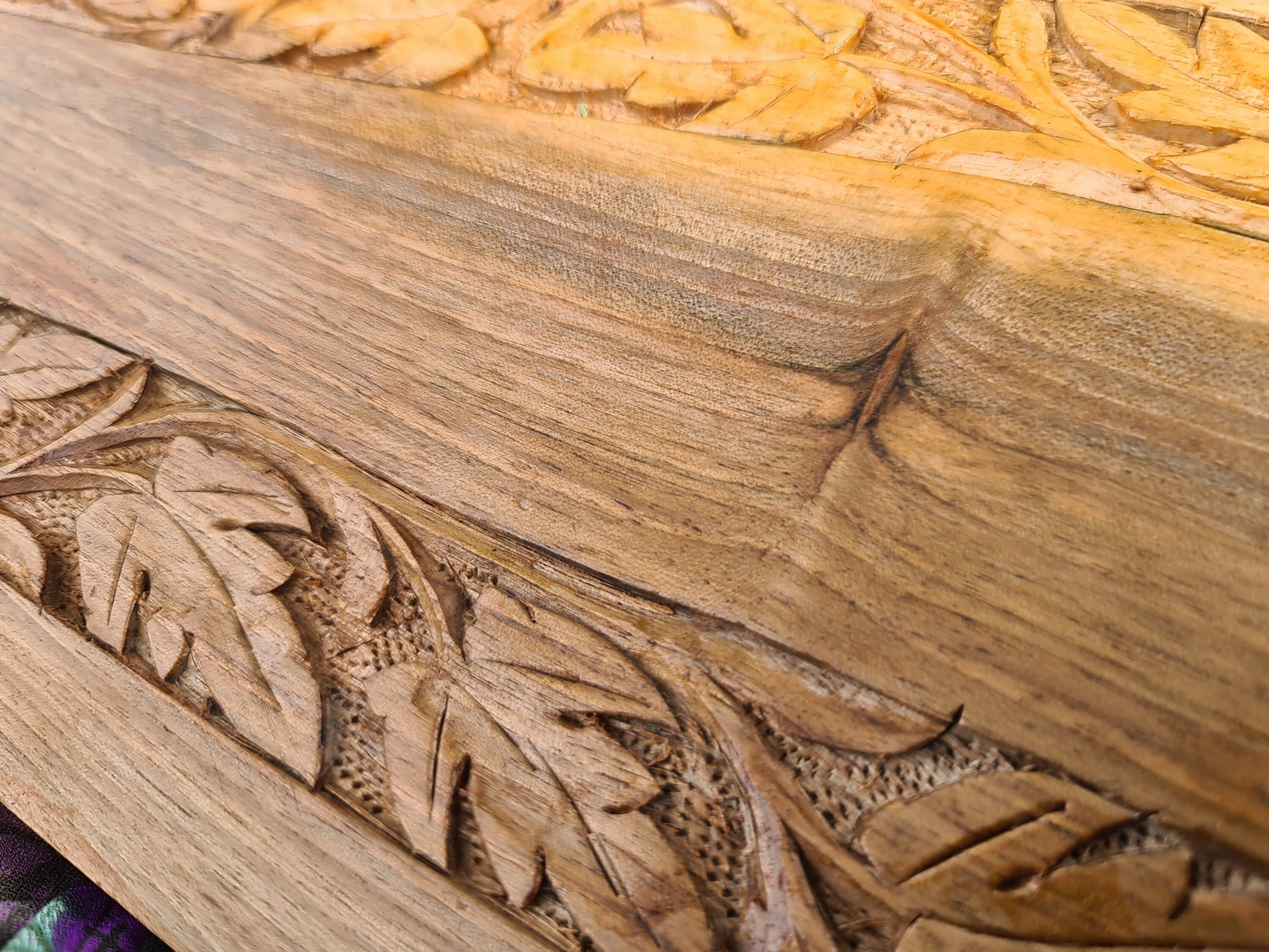 Boho doorway curtain Kashmiri hand carved walnut wood doorway topper with vintage Indian saree - The Shanti Home