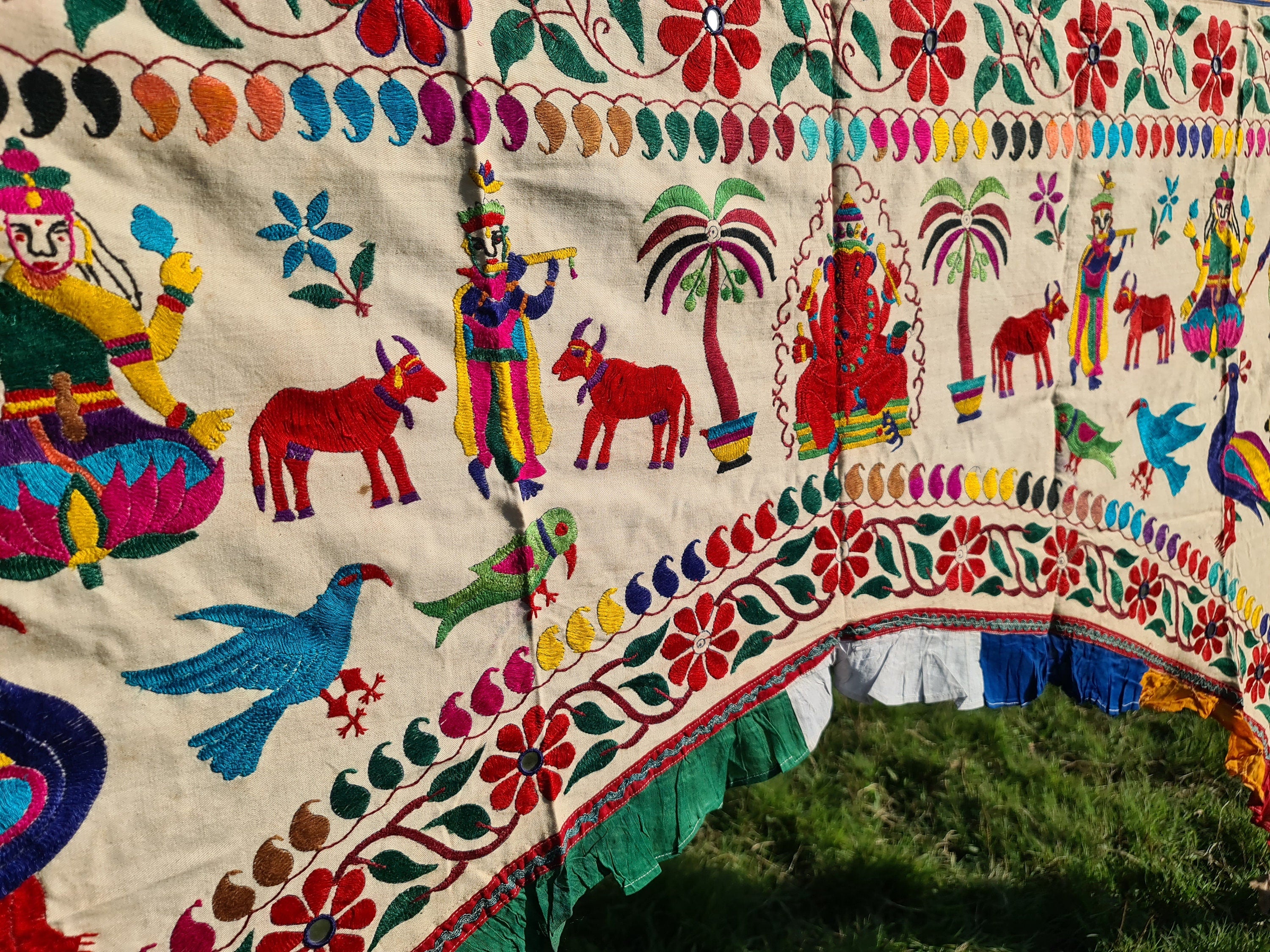 Vintage door valance - colorful Toran - Indian window topper | authentic tribal door decor | boho wall tapestry - bohemian curtain - The Shanti Home
