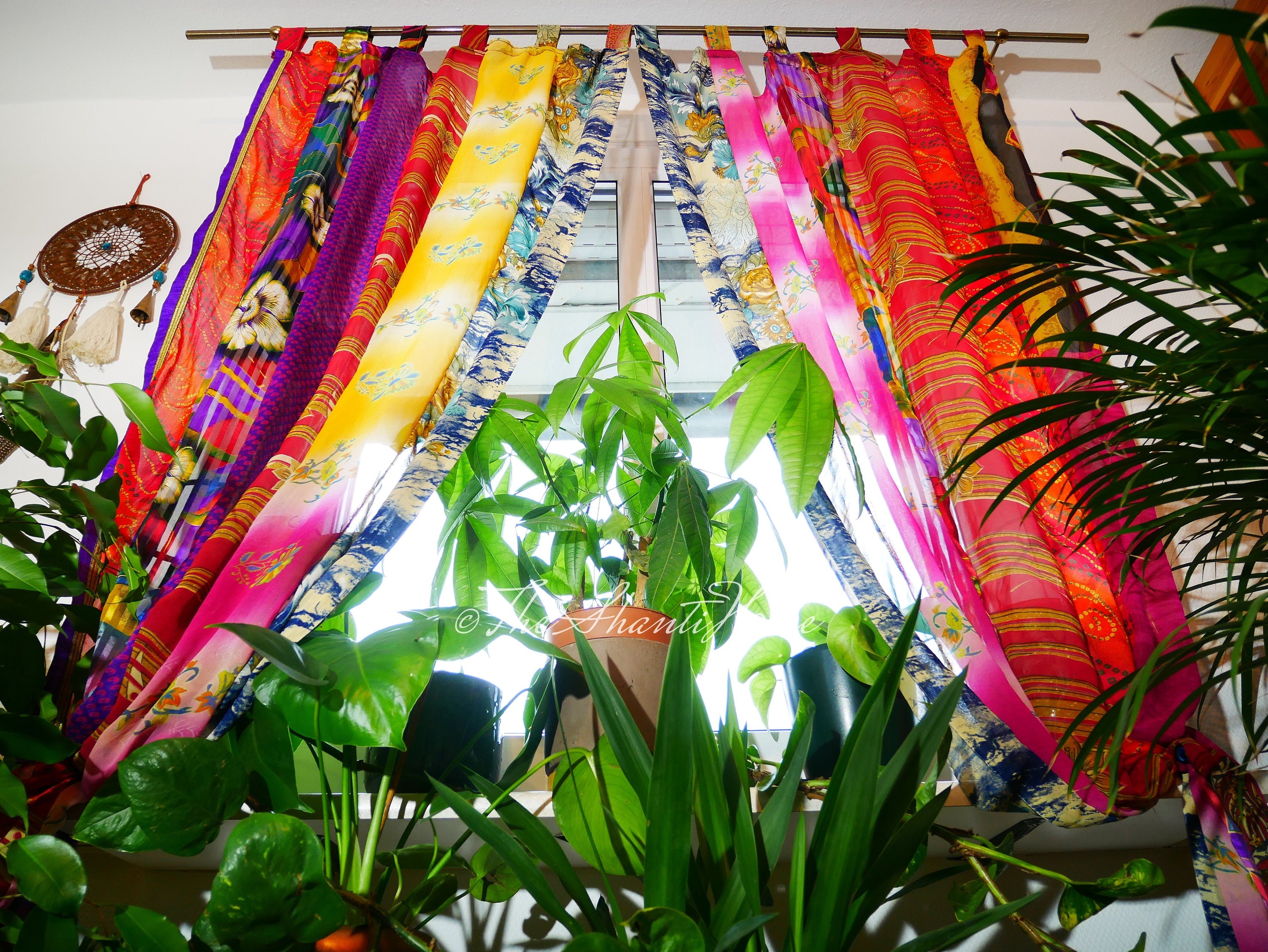 Boho saree curtains - door curtains multicolored - Hippie style curtain - The Shanti Home
