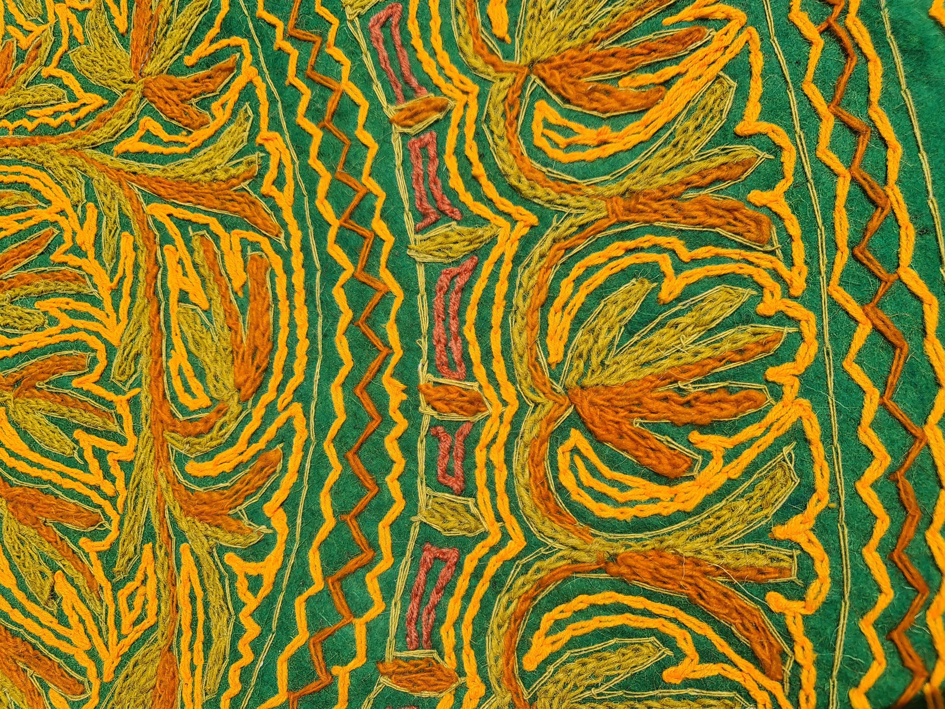 Kashmiri Namda rug 6ft - Mandala wool rug - boho area rug handfelted and embroidered - The Shanti Home