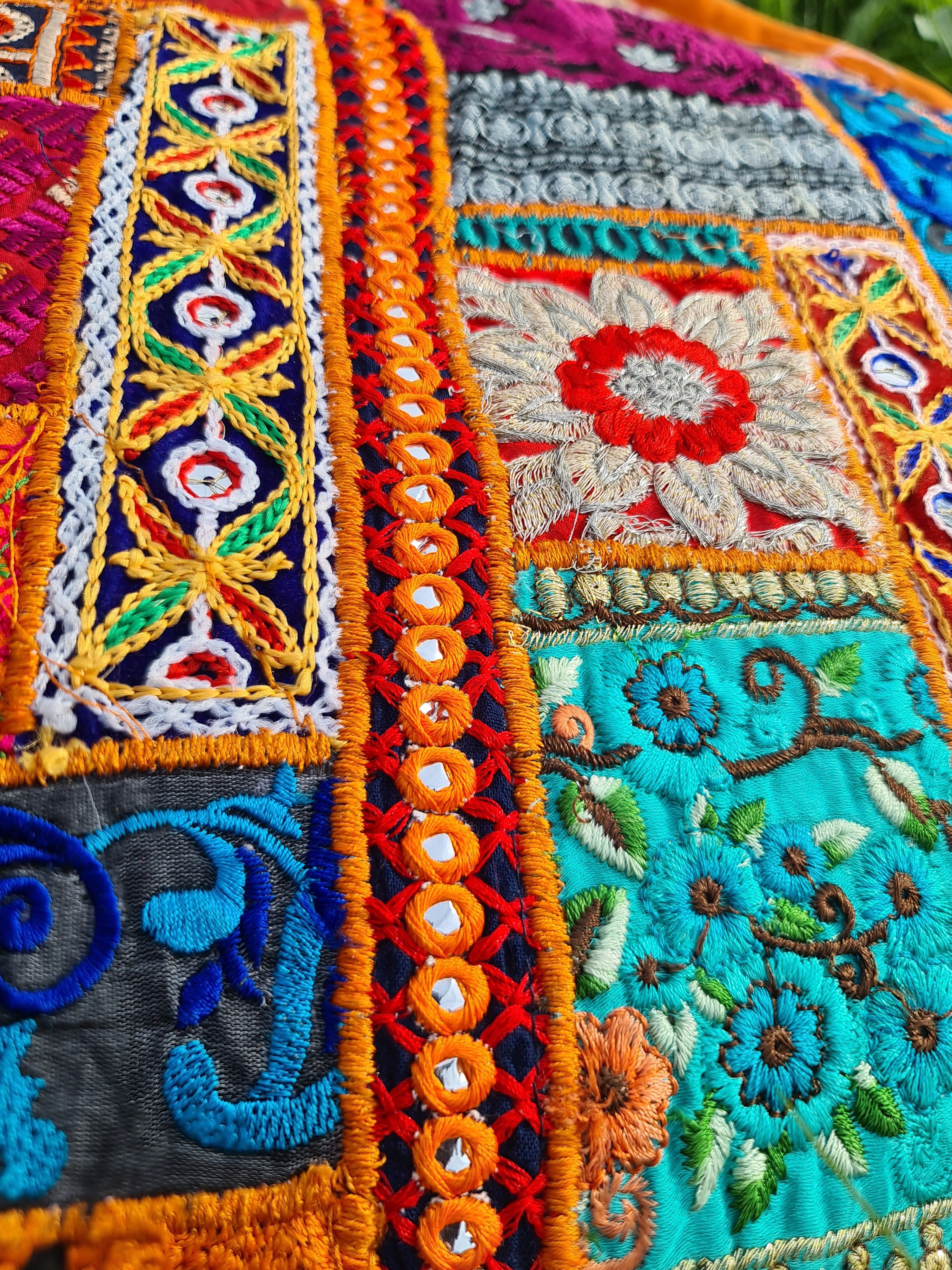 Funda de cojín de meditación – Almohada de suelo bohemia india tipo patchwork para sentarse en el suelo