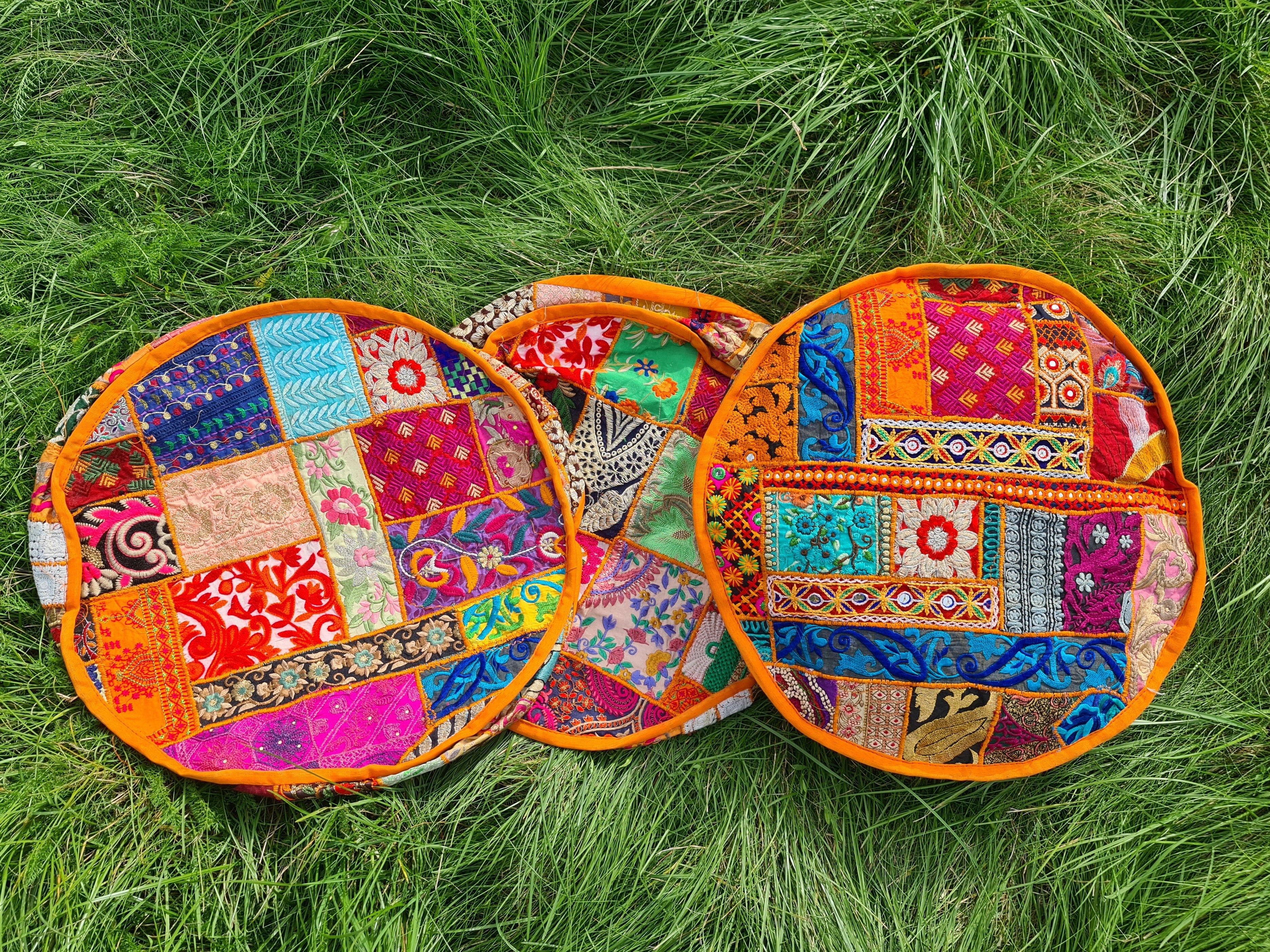 Funda de cojín de meditación – Almohada de suelo bohemia india tipo patchwork para sentarse en el suelo