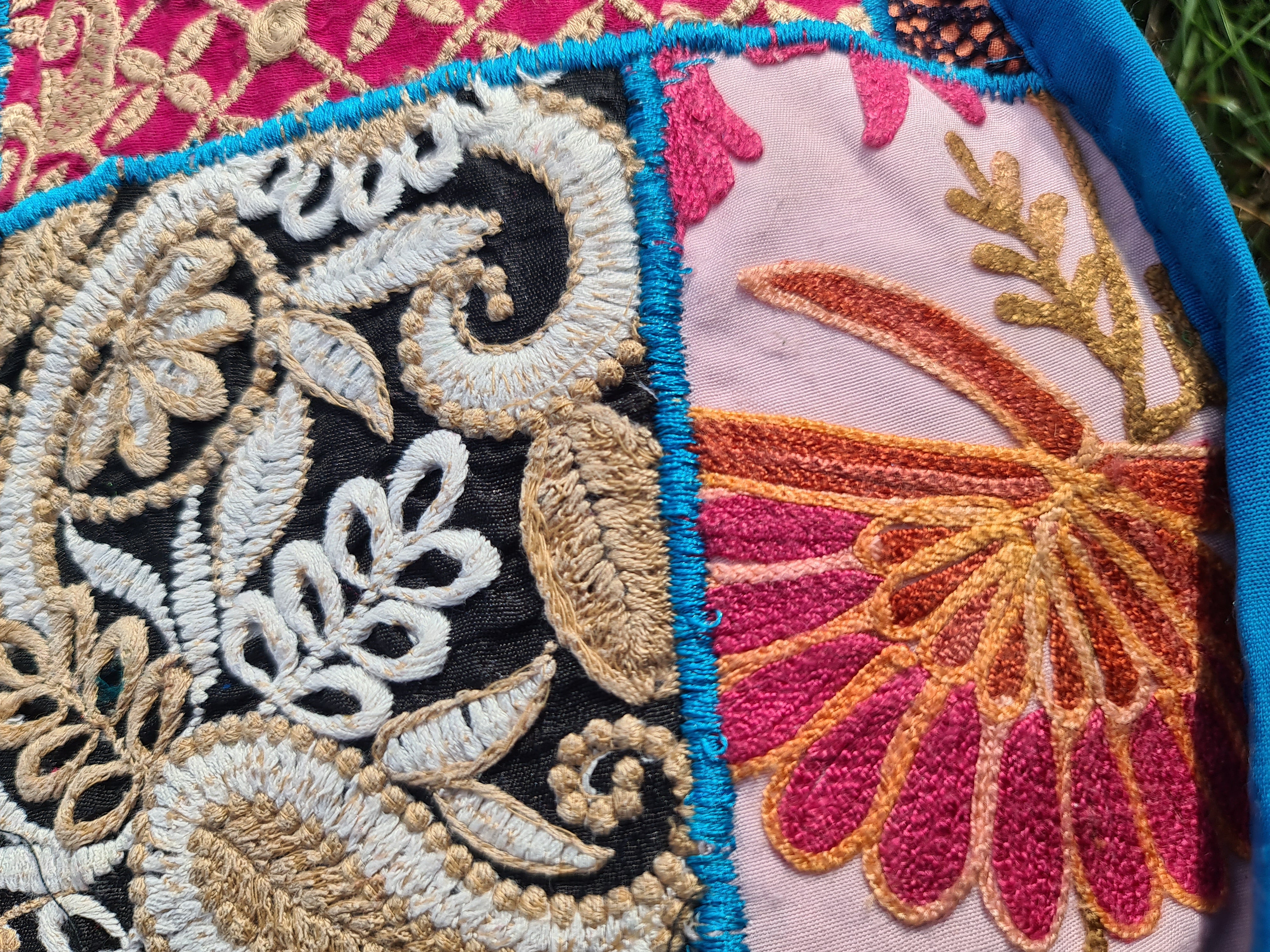 Funda de cojín de meditación – Almohada de suelo estilo bohemio indio de patchwork para sentarse en el suelo