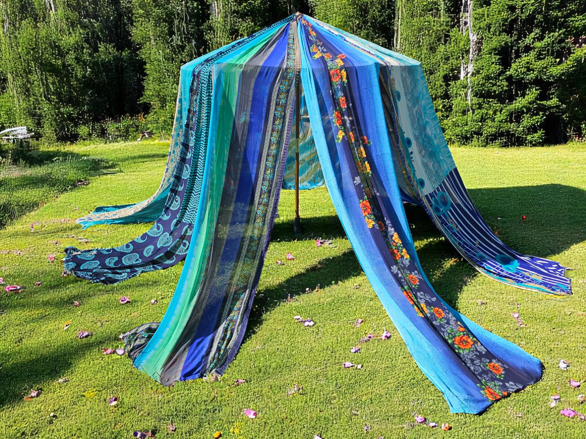 Funda de Sombrilla Sari Bohemio | Toldo de Colores para Jardín y Patio | Tienda Parasol Artesanal | Tienda de Decoración Exterior Hippie | Funda de Sombrilla