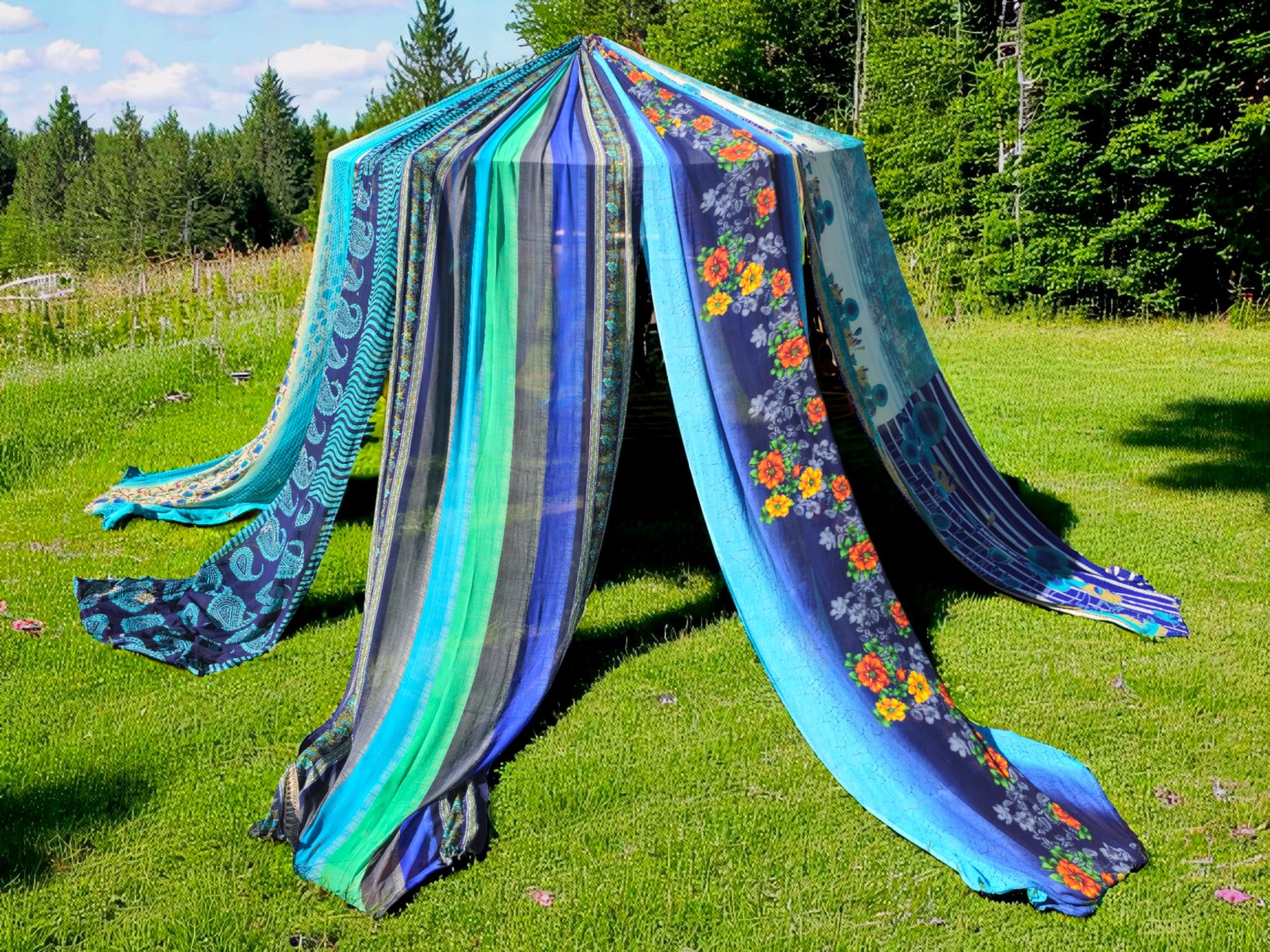 Funda de Sombrilla Sari Bohemio | Toldo de Colores para Jardín y Patio | Tienda Parasol Artesanal | Tienda de Decoración Exterior Hippie | Funda de Sombrilla