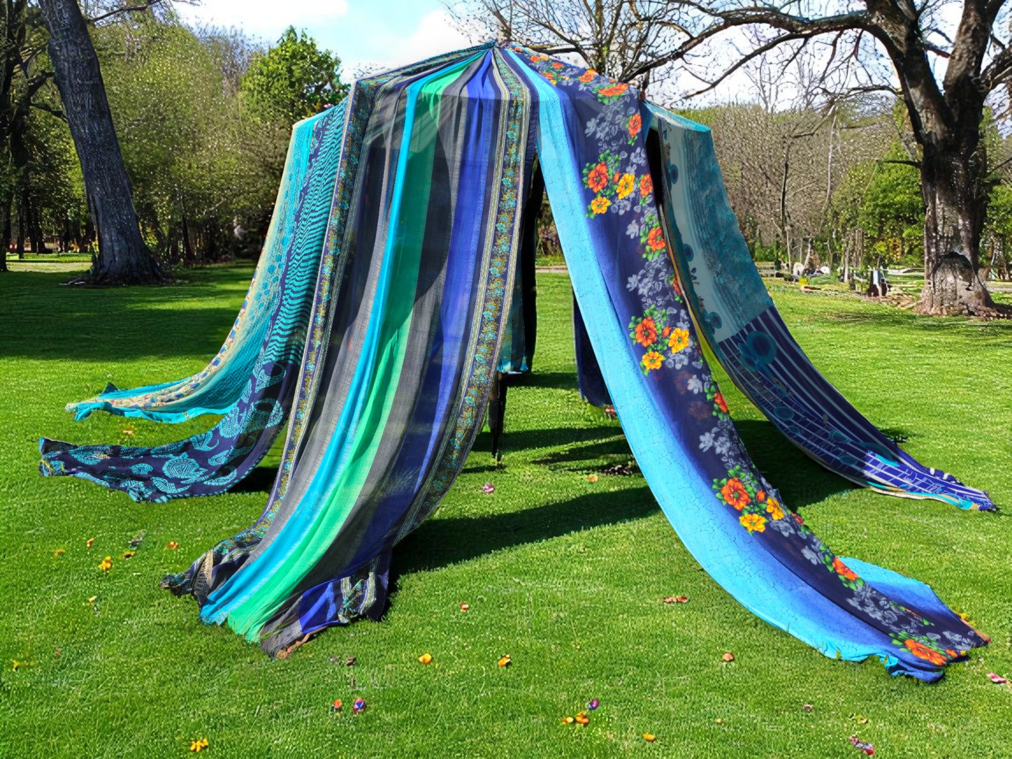 Handmade Saree Umbrella Cover | Colorful Canopy for Garden & Patio | Handmade Sunshade Tent | Hippie Outdoor Decor tent | Sun Parasol Cover