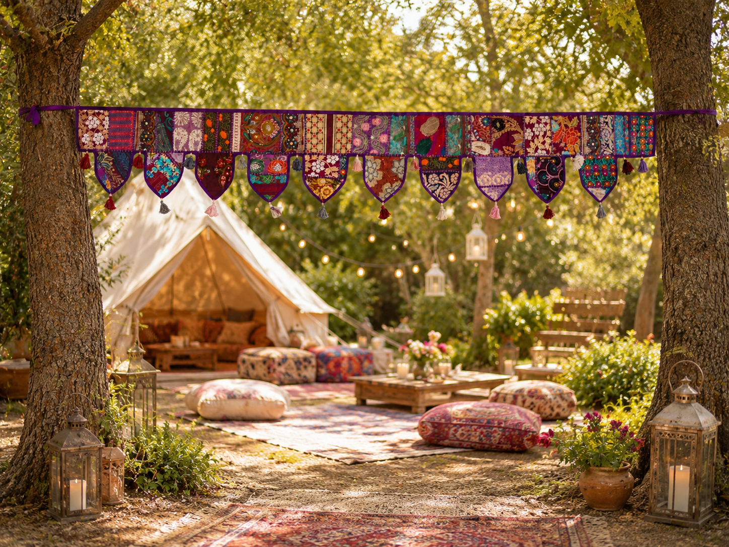 Cenefa de ventana india Toran extragrande de 1,98 m - Adorno para puerta - Decoración de pared hippie